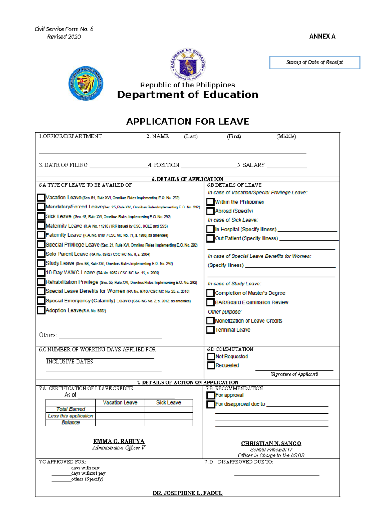 FORM-6 - School Head - for supporting docs - Republic of the ...