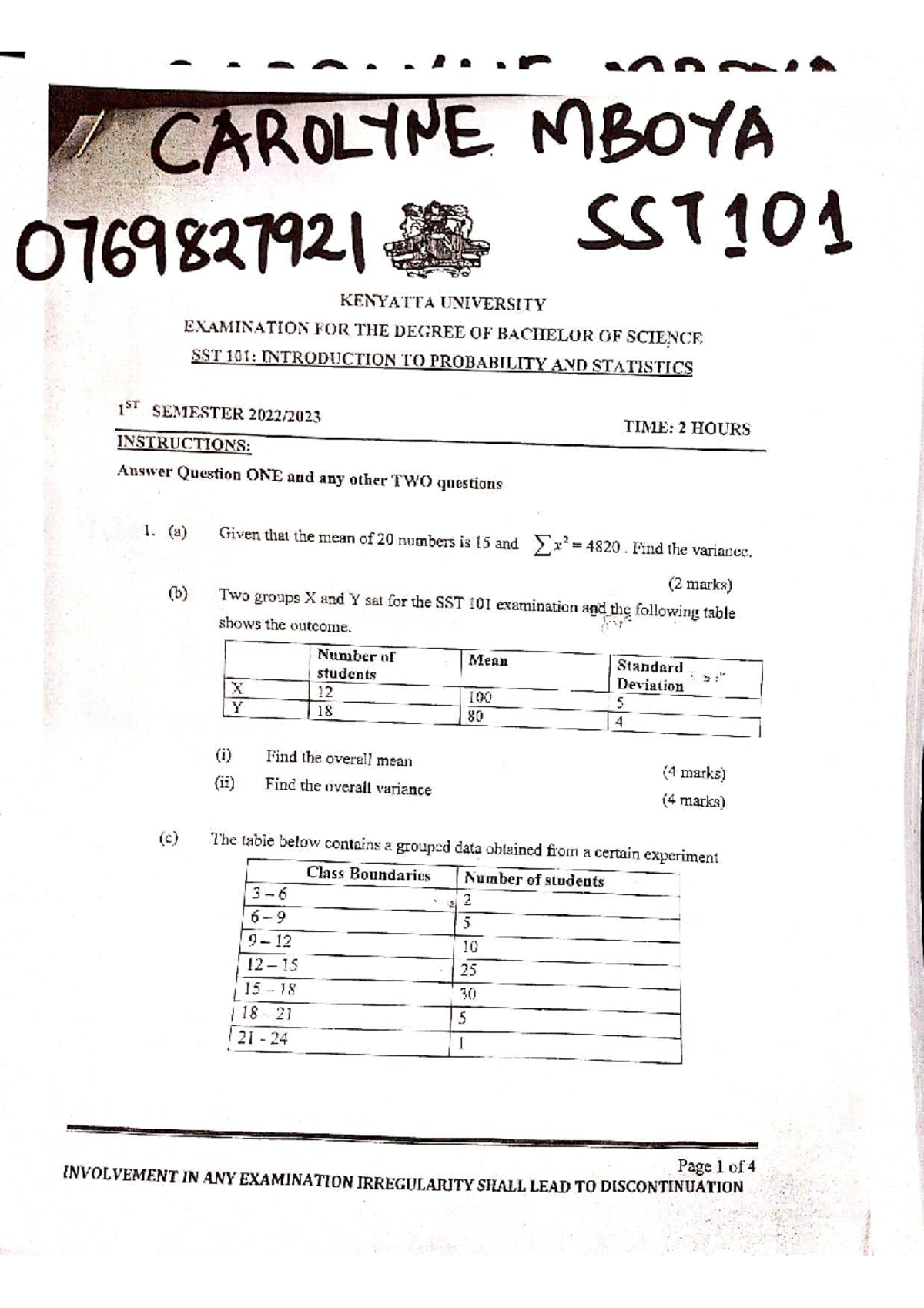 sst-101-past-exam-paper-on-probability-statistics-studocu