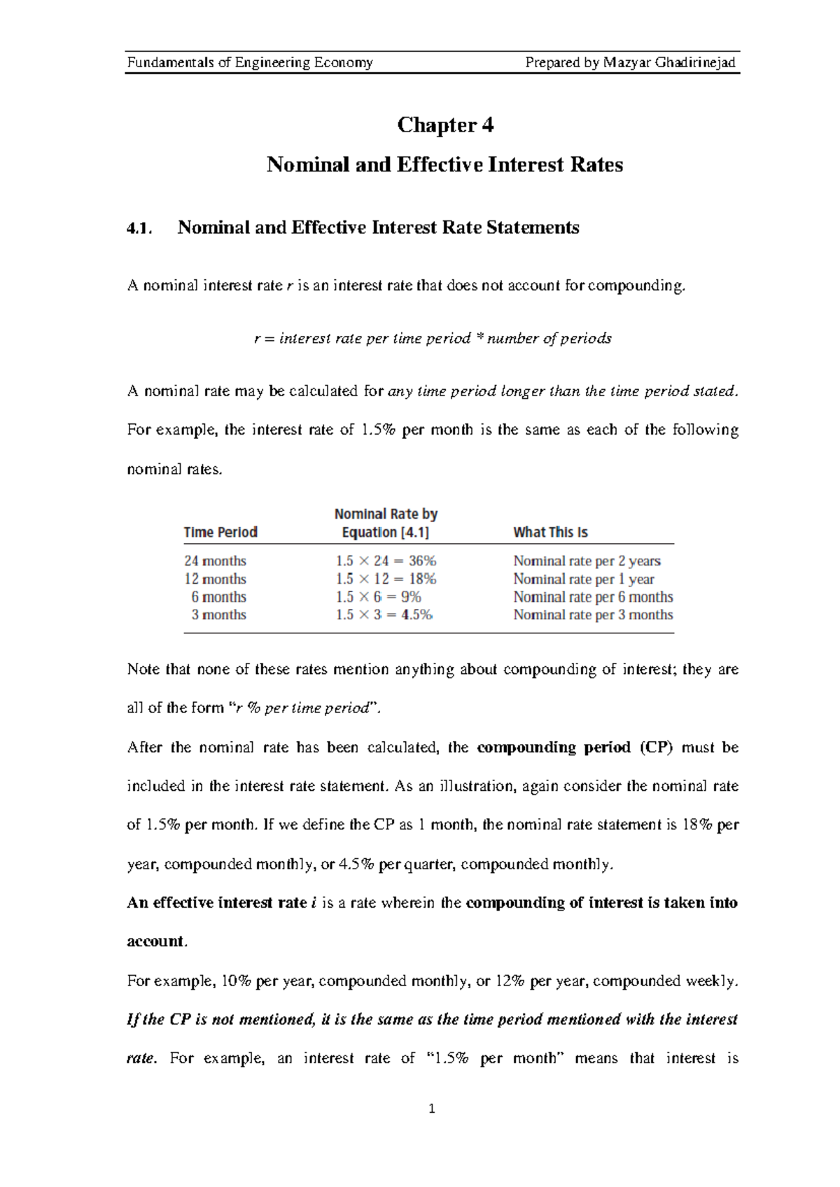 Chapter 4 - Nominal and Effective Interest Rates in Engineering Economy ...