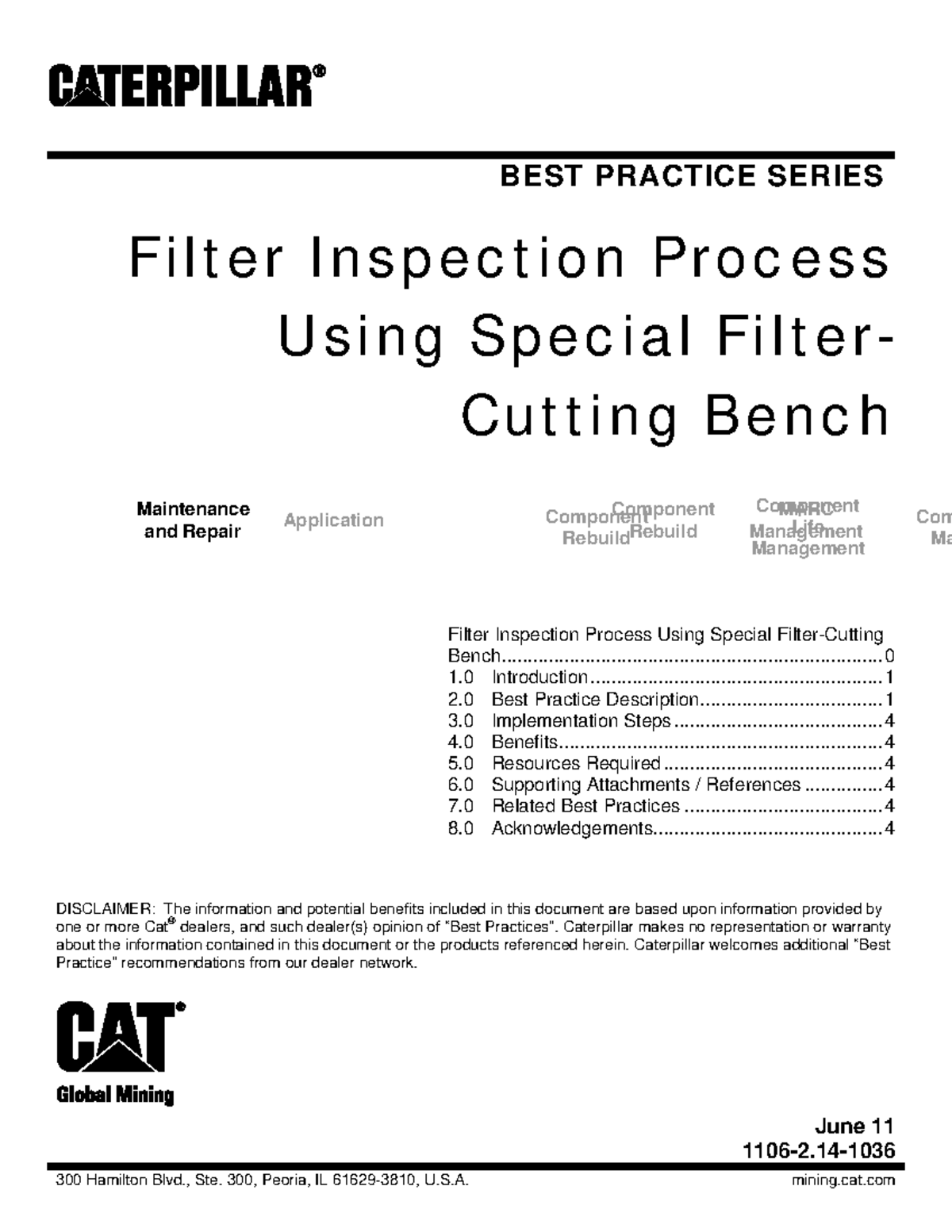 CAT GLOBAL MINING BEST PRACTICE SERIES: Filter Inspection Process Notes ...