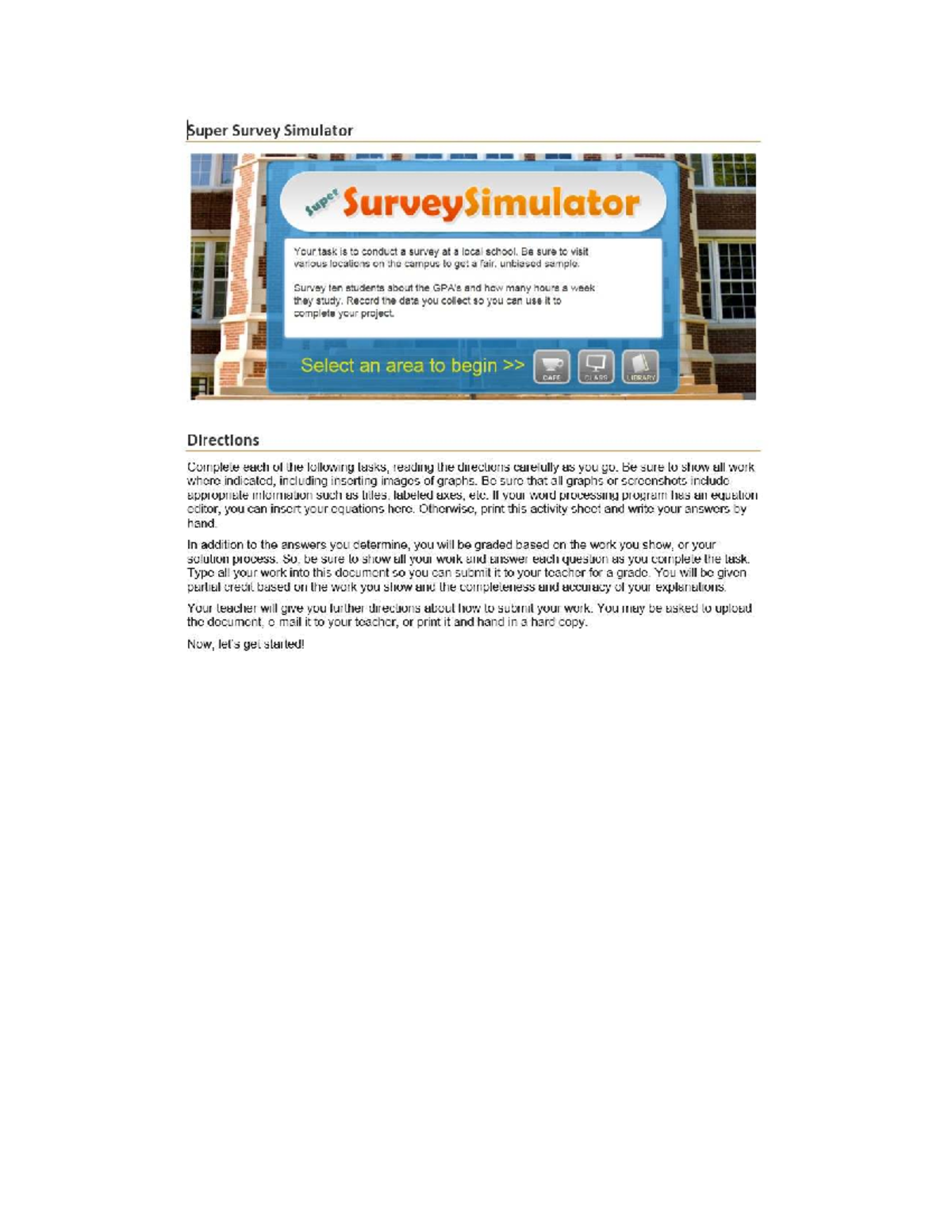 Survey Simulator Project: Conducting a School Survey - Studocu