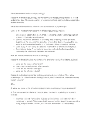 Research Methods - Study Notes & Assignments - Studocu