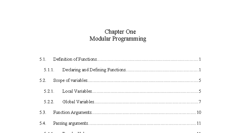 Chapter 5: Functions in Modular Programming (CS101) - Studocu