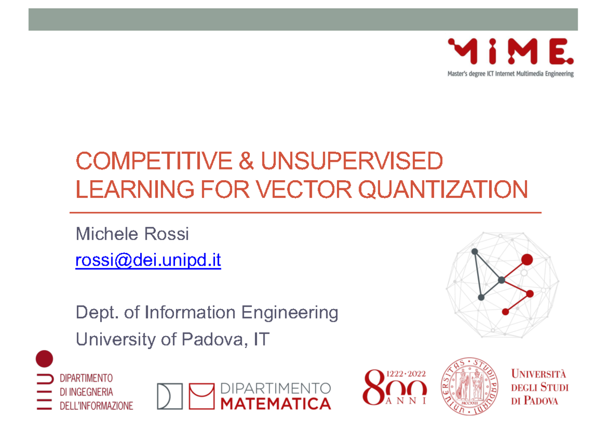 Online vector quantization SOM lesson 1 - COMPETITIVE & UNSUPERVISED ...