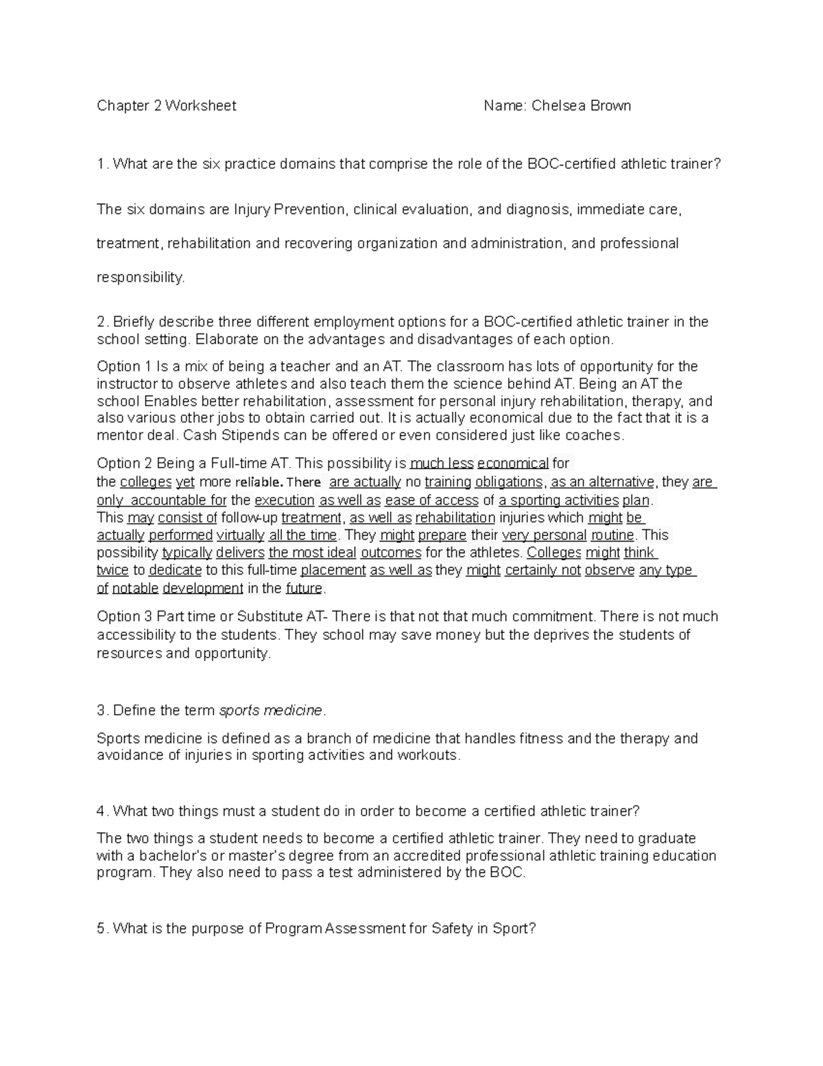 Chapter 2 Worksheet-2 - N/A - Chapter 2 Worksheet Name: Chelsea Brown ...