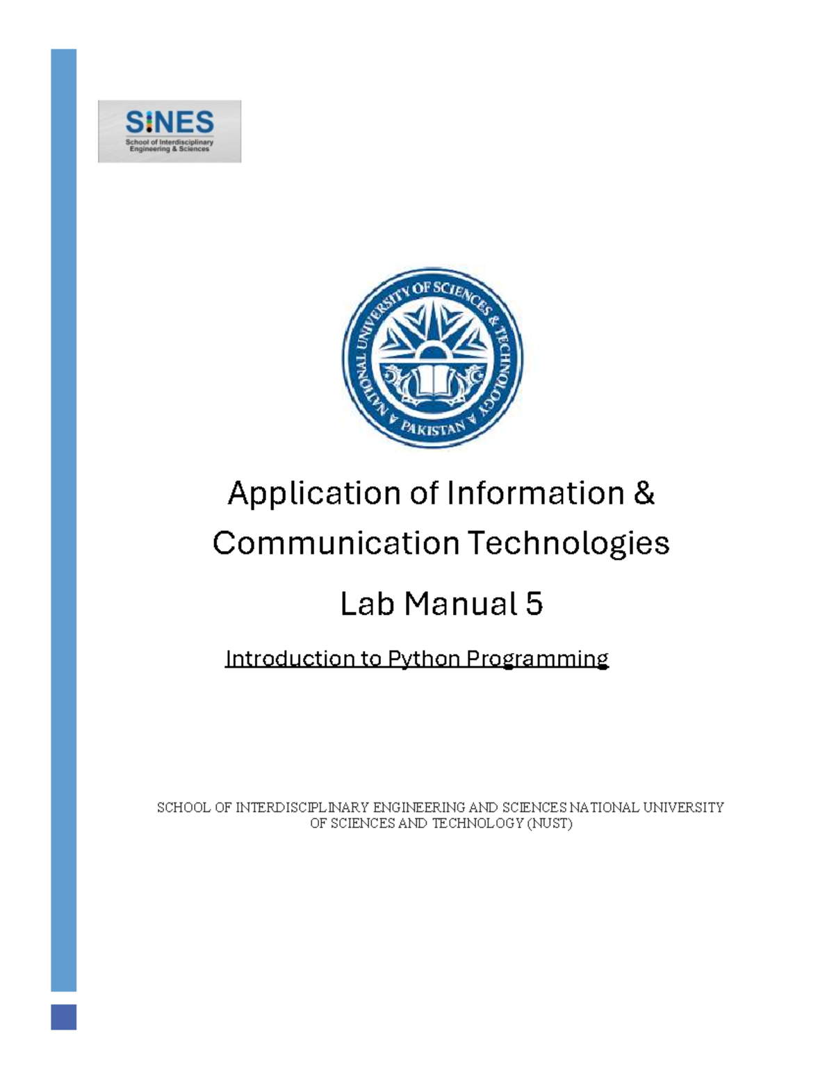 ICT Lab 5: Introduction to Python Programming and Practice - Studocu