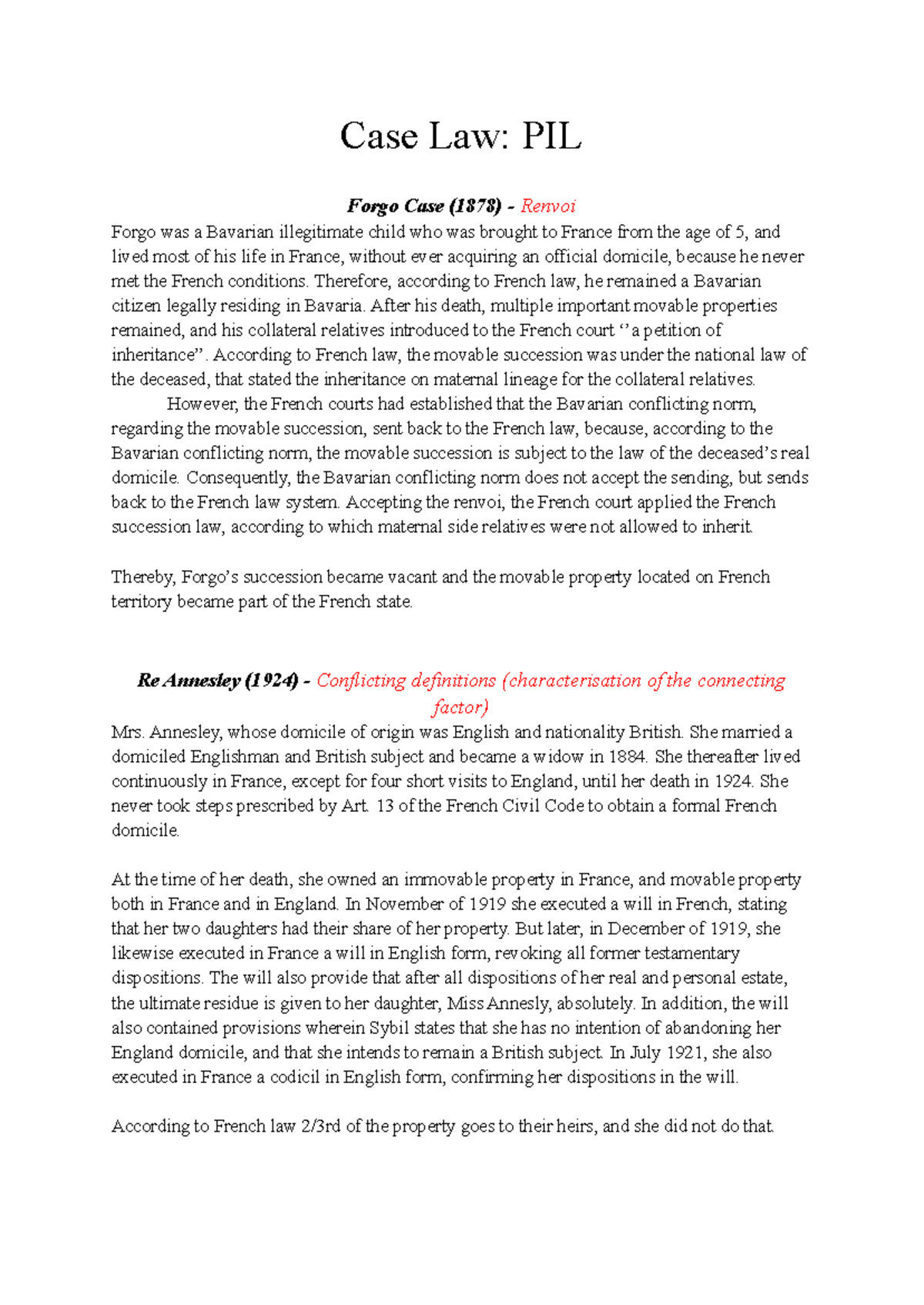 Case Law PIL - Case law private international law - Case Law: PIL Forgo ...