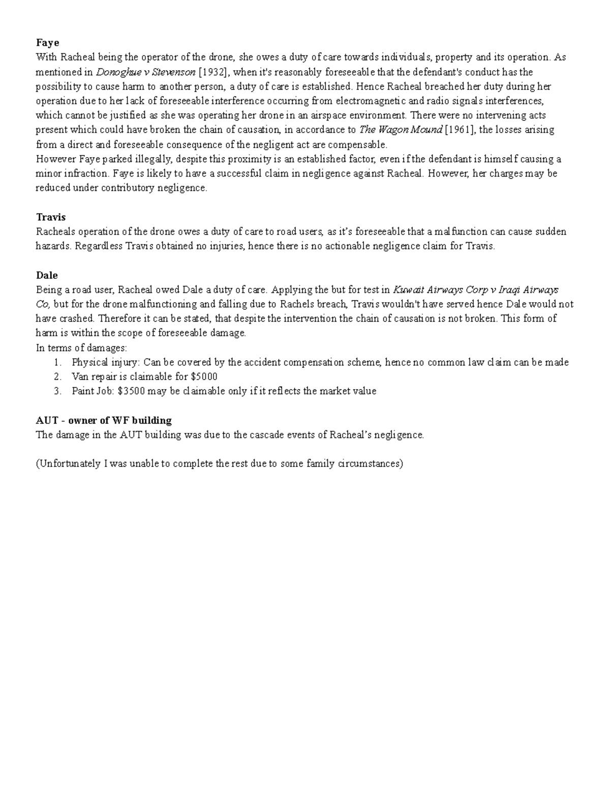 Tort Workshop Assignment: Duty of Care and Negligence Analysis - Studocu