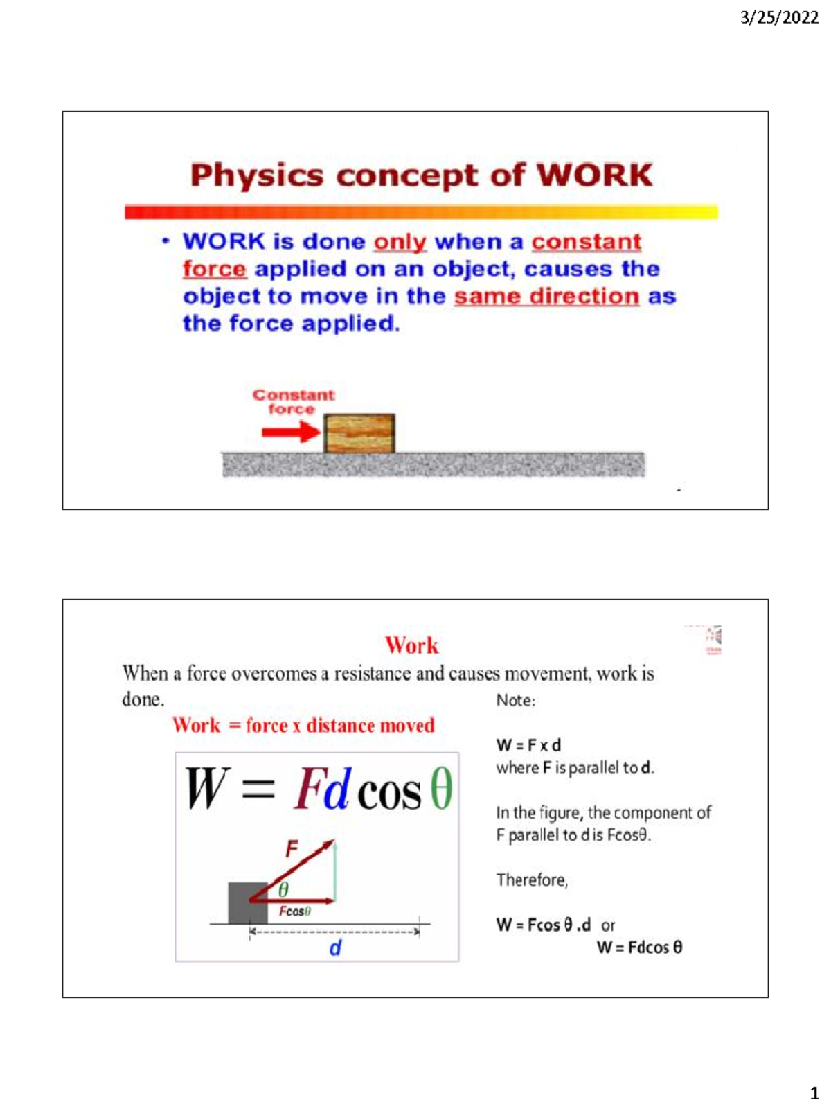 Work, Energy, and Power Concepts - PHYS 101 Lecture Notes - Studocu