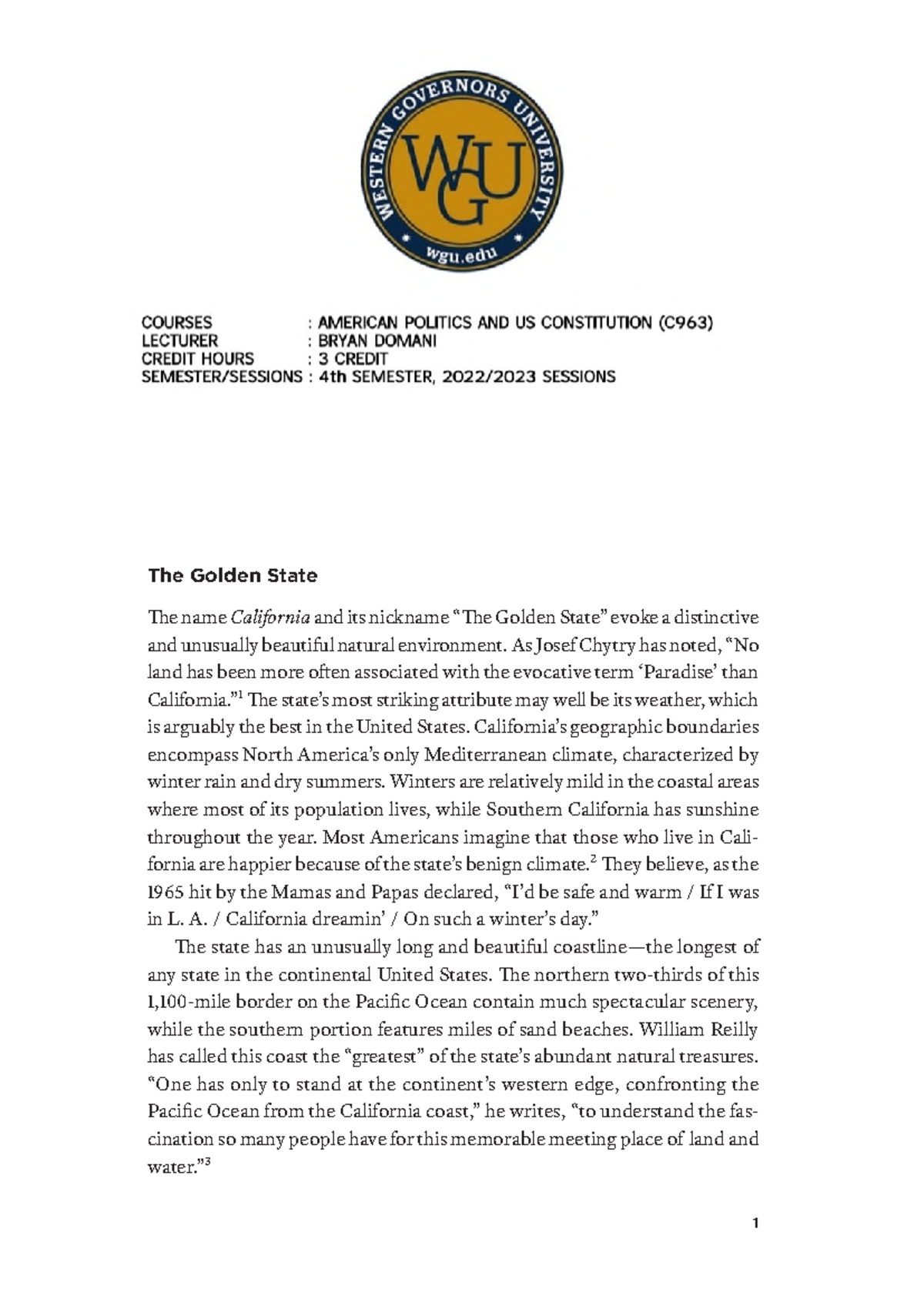 C963-WGU American Politics: California's Environmental Leadership Essay ...