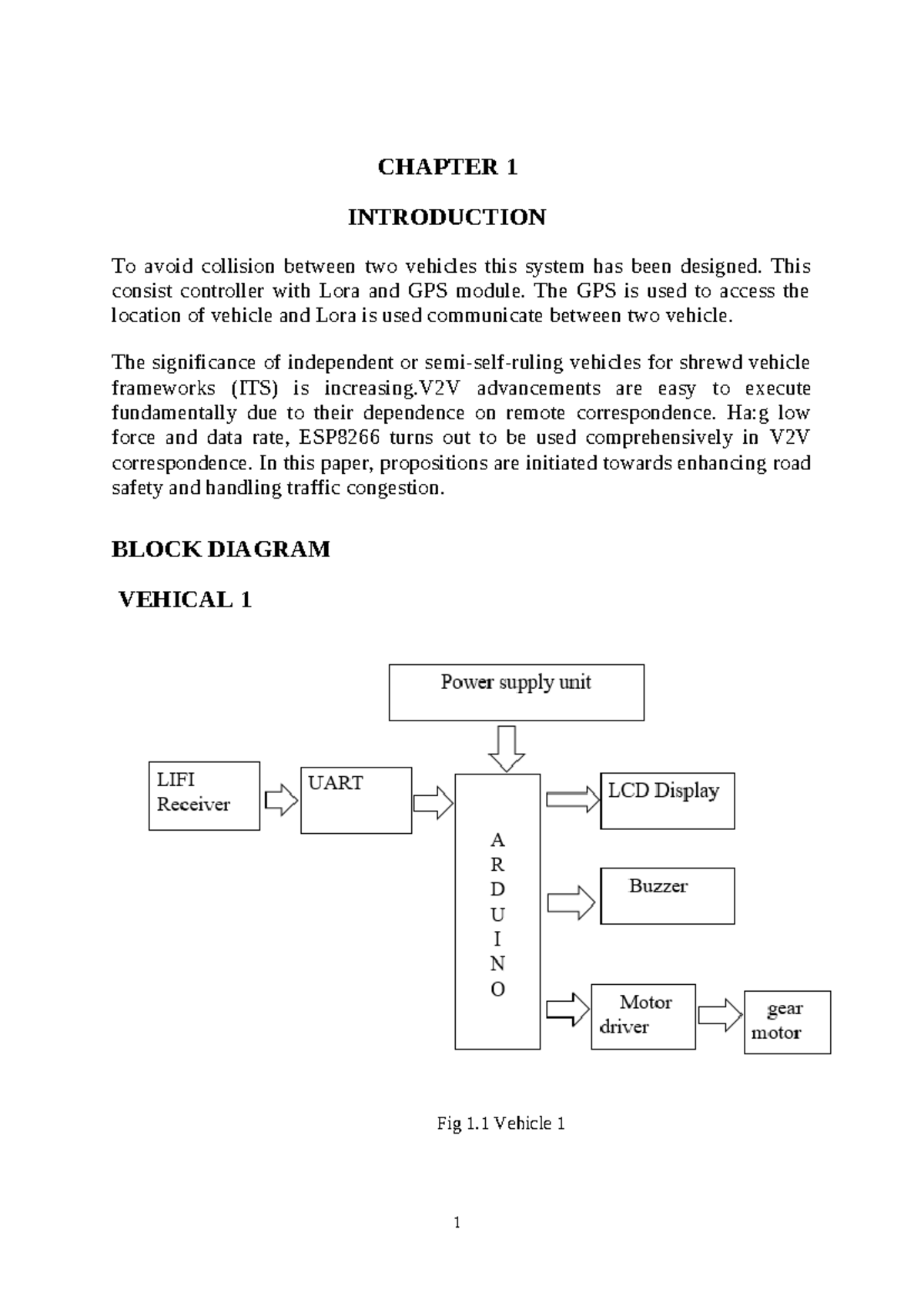 CHAPTER 1: INTRODUCTION TO VEHICLE COLLISION AVOIDANCE SYSTEM (ENGR 101 ...
