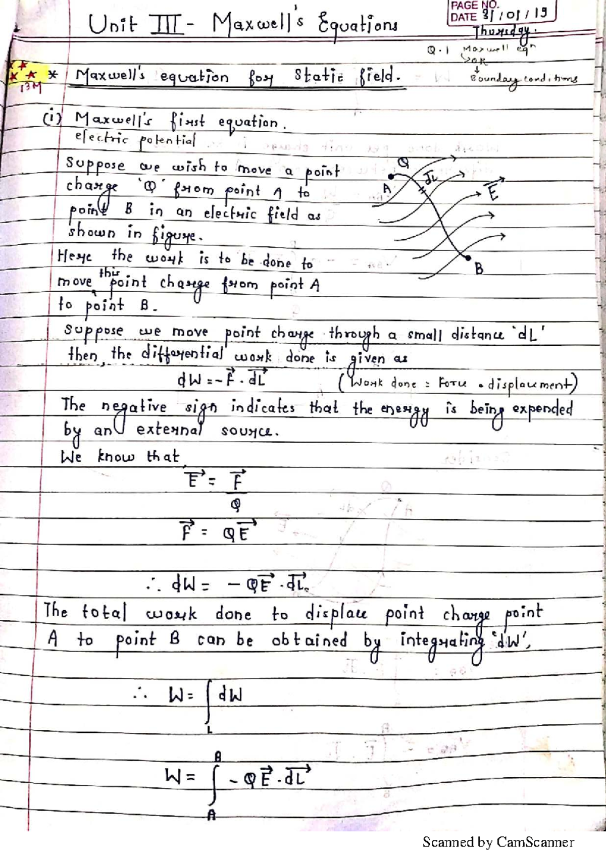 Unit 3: Maxwell Equations for Static and Time-Varying Fields - Studocu
