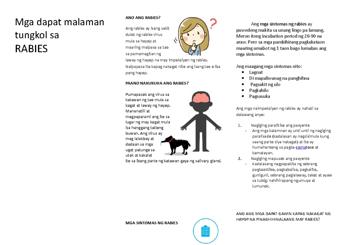 Rabies - Mga dapat malaman tungkol sa RABIES ANO ANG RABIES? Ang rabies ...