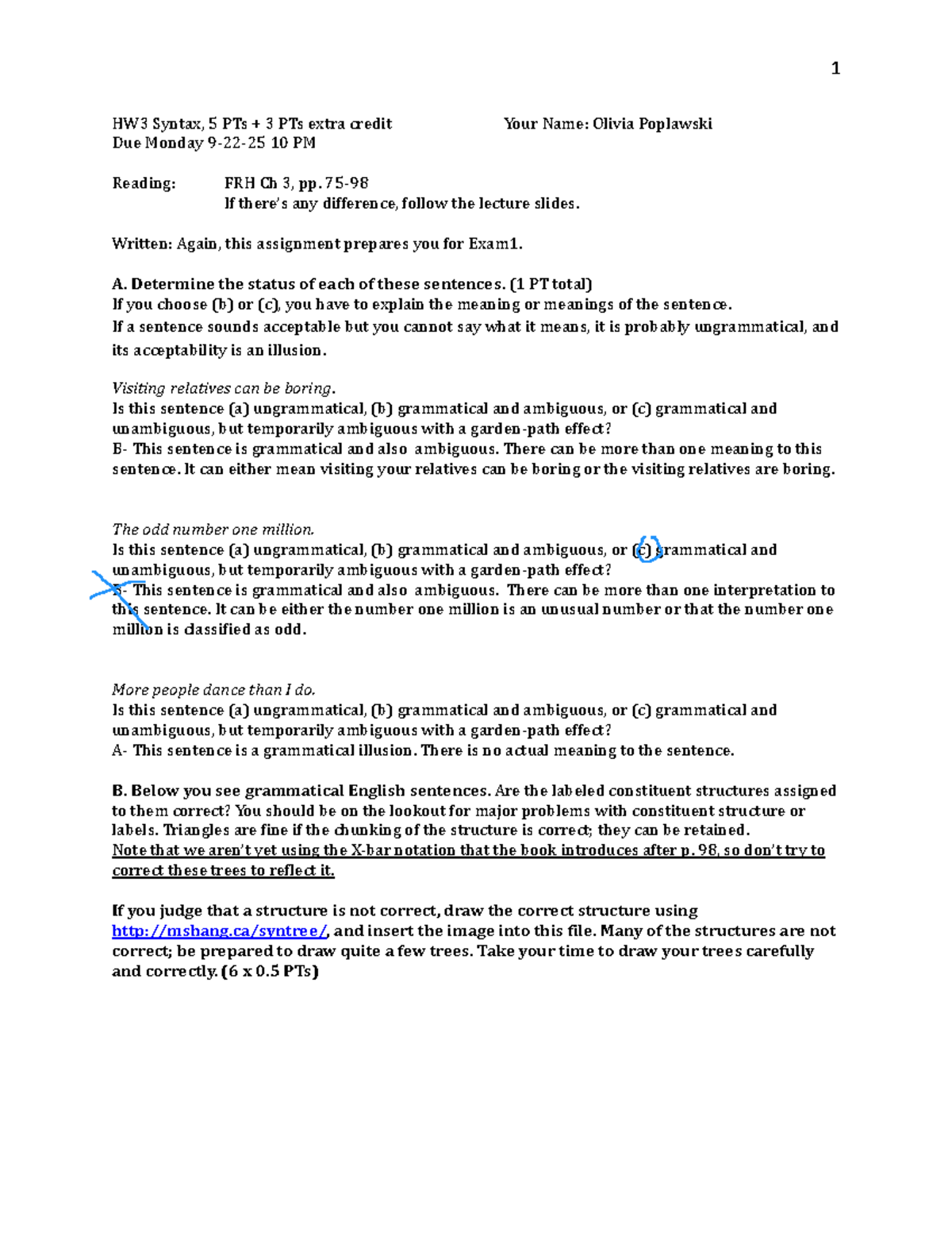 HW3 Syntax Assignment (FRH Ch 3, Due 9-22-25, Extra Credit) - Studocu