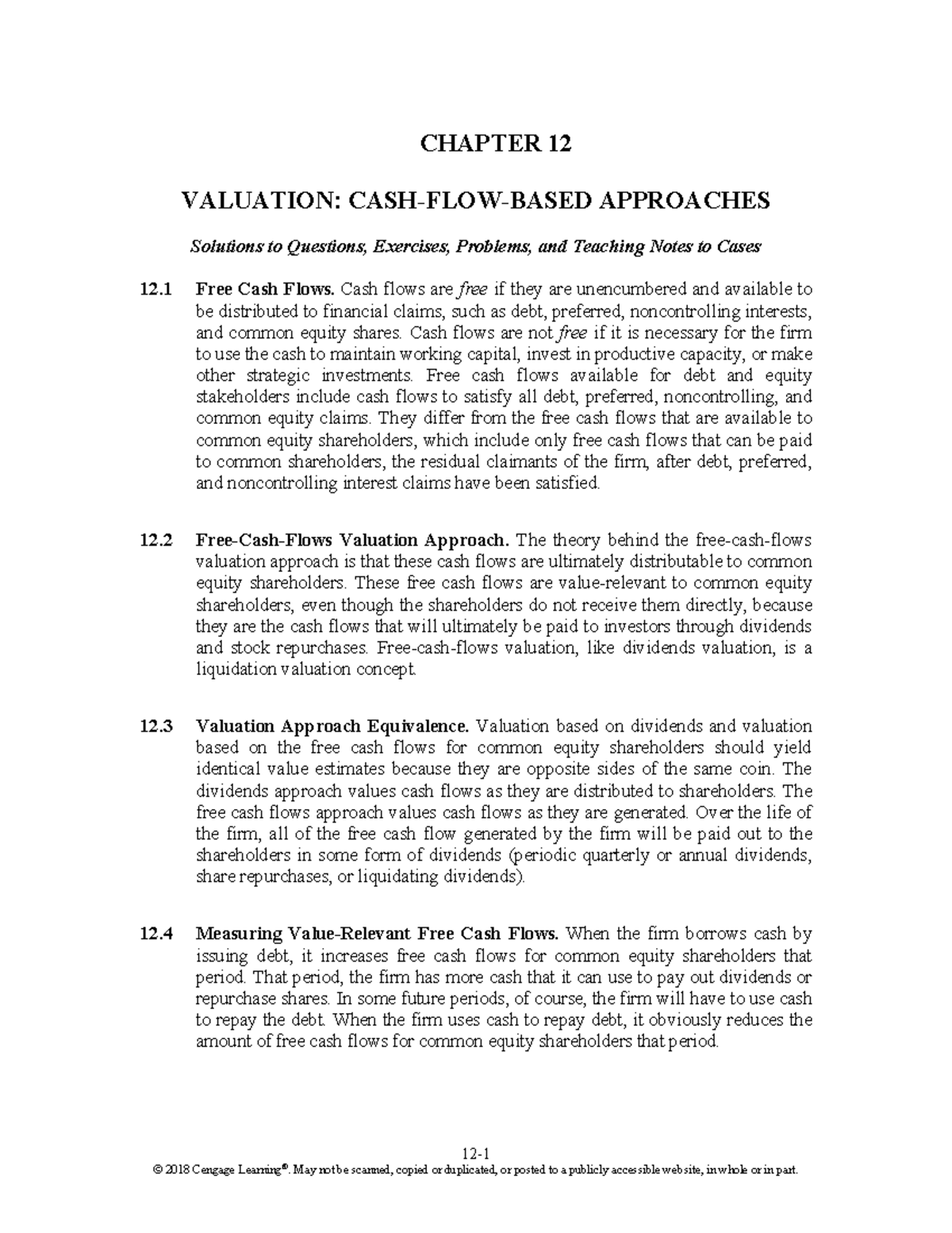TUT 10 FSA Solutions: Valuation of Free Cash Flows (Chap 12) - Studocu