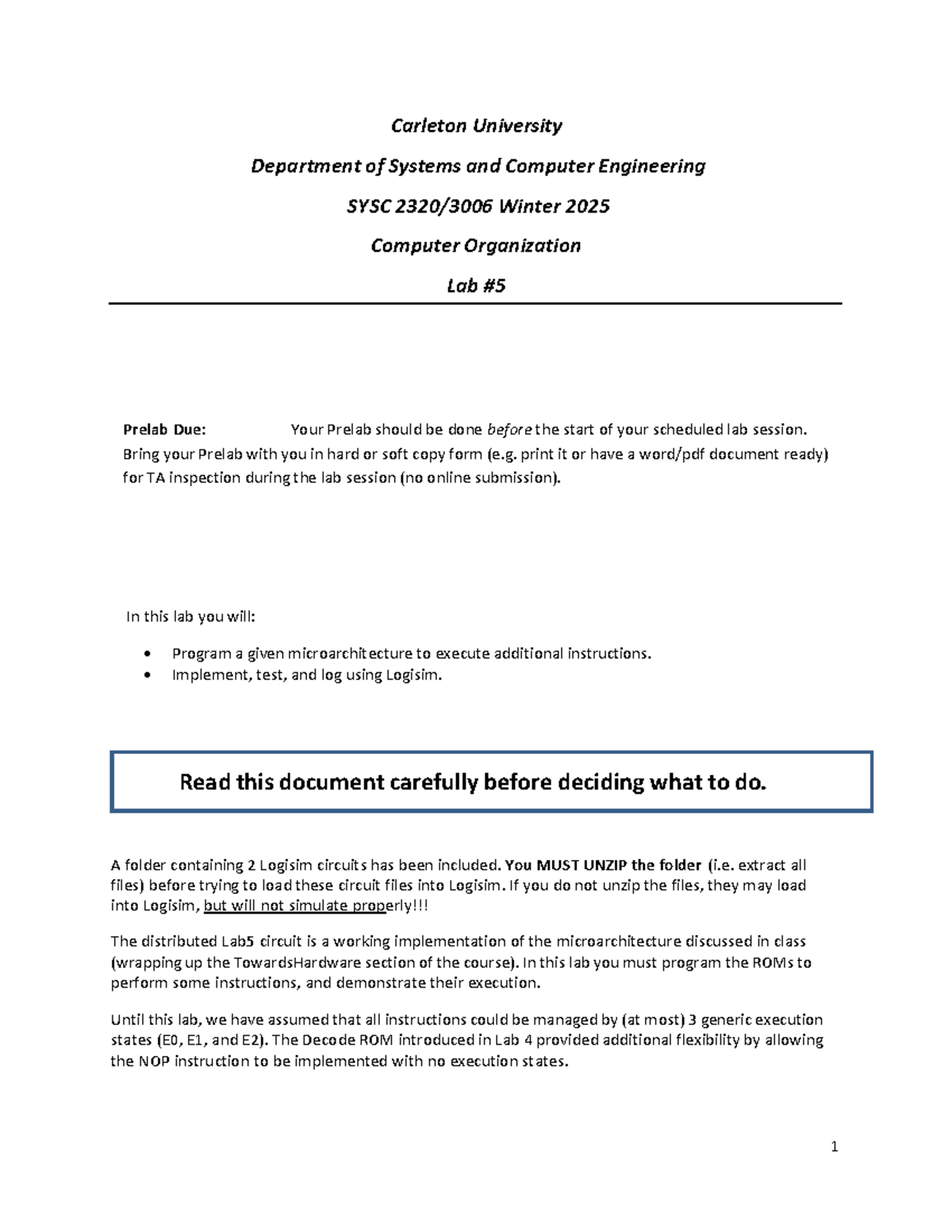 Lab 5 Manual - Carleton University Department of Systems and Computer ...