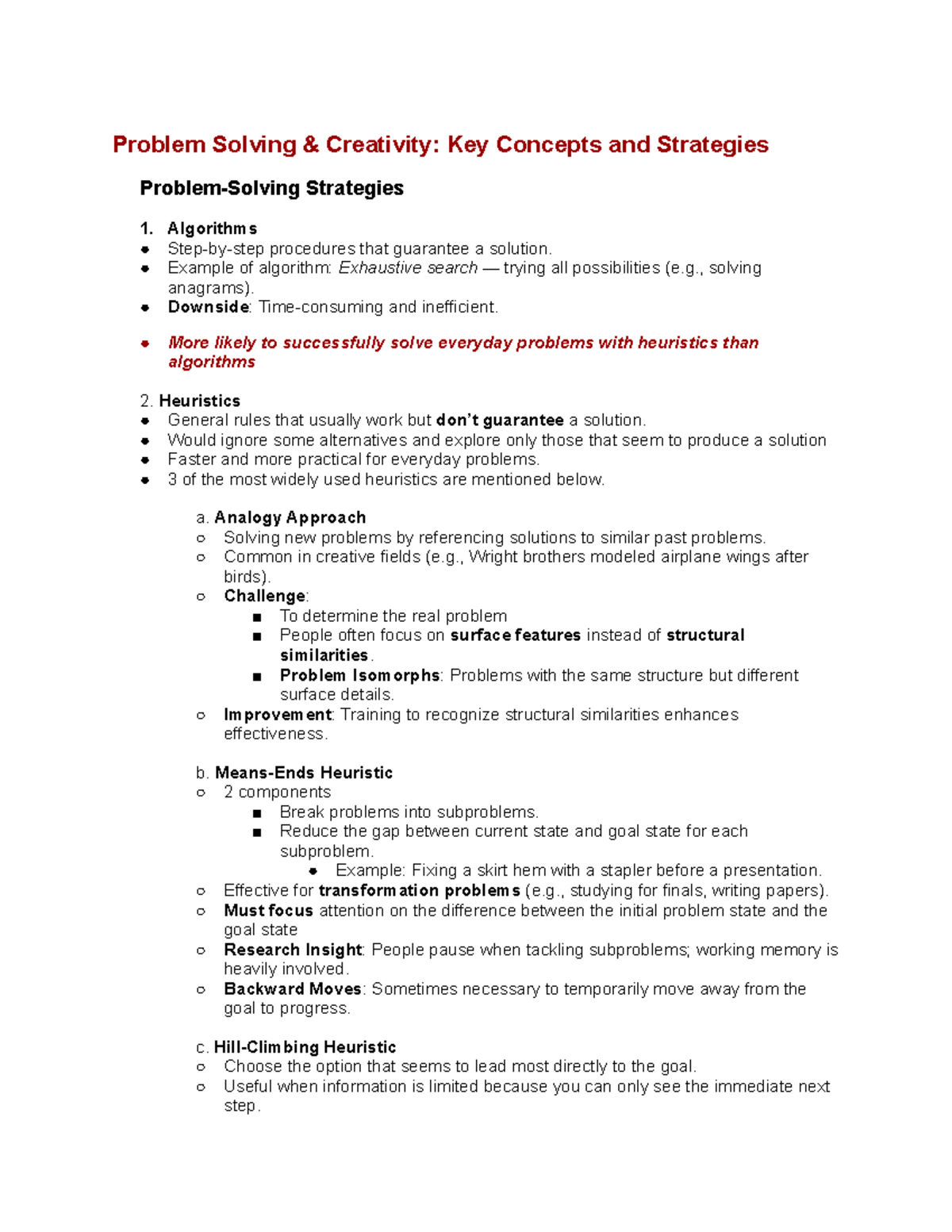 Cognitive Psychology: Problem Solving Strategies and Insights (PSY 101 ...