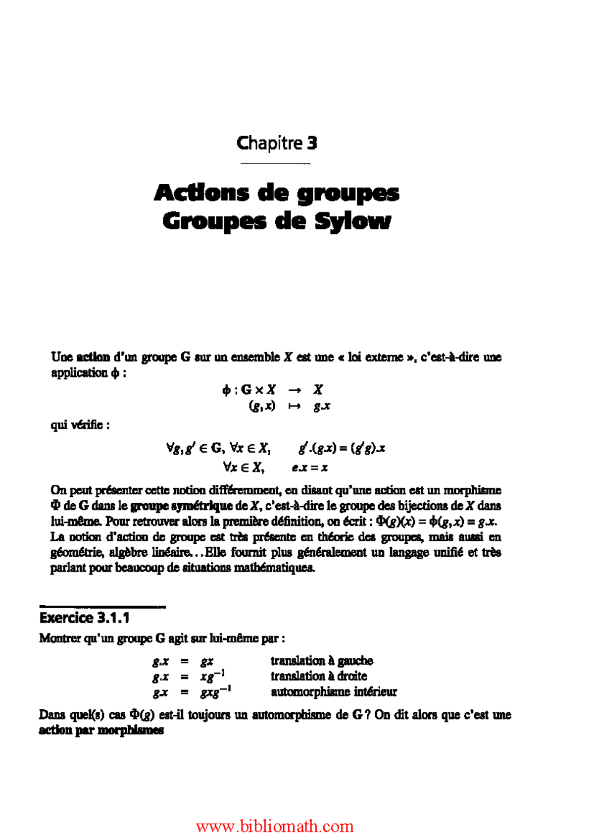 Chapitre 3 Actions de Groupes et Groupes de Sylow Exercices Algebre — free download