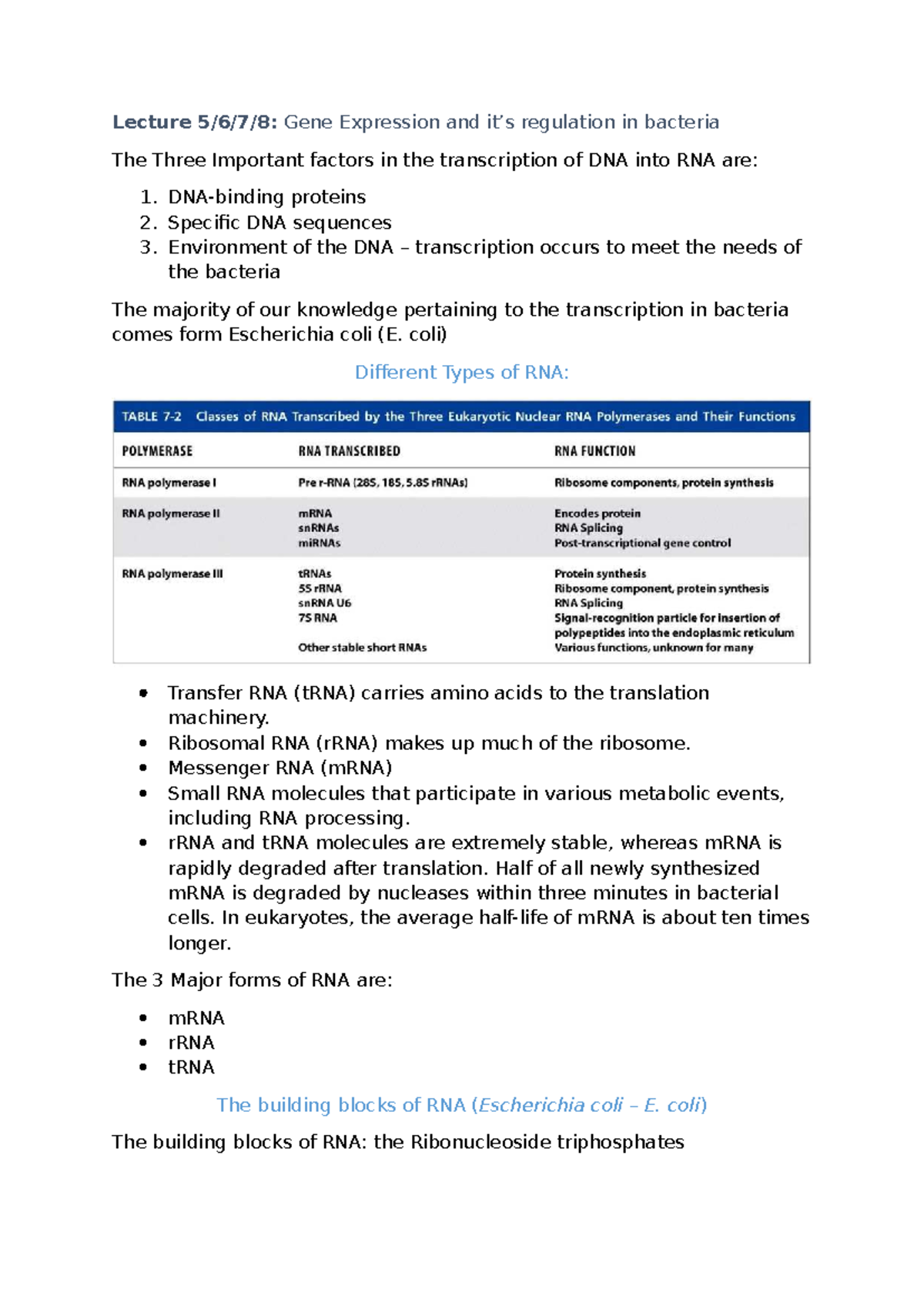 BIOC005 Lecture Notes: Gene Expression & Regulation in Bacteria - Studocu