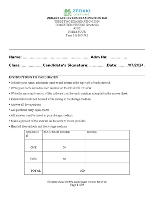 COMP PP2 MS - Computer Studies Paper Two Marking Scheme - Studocu