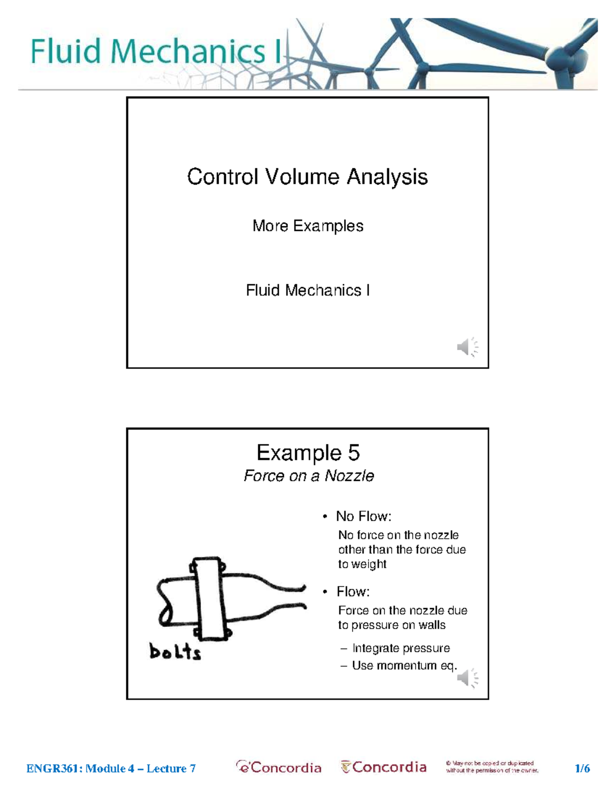 ENGR361: Fluid Mechanics I - Control Volume Analysis Examples - Studocu