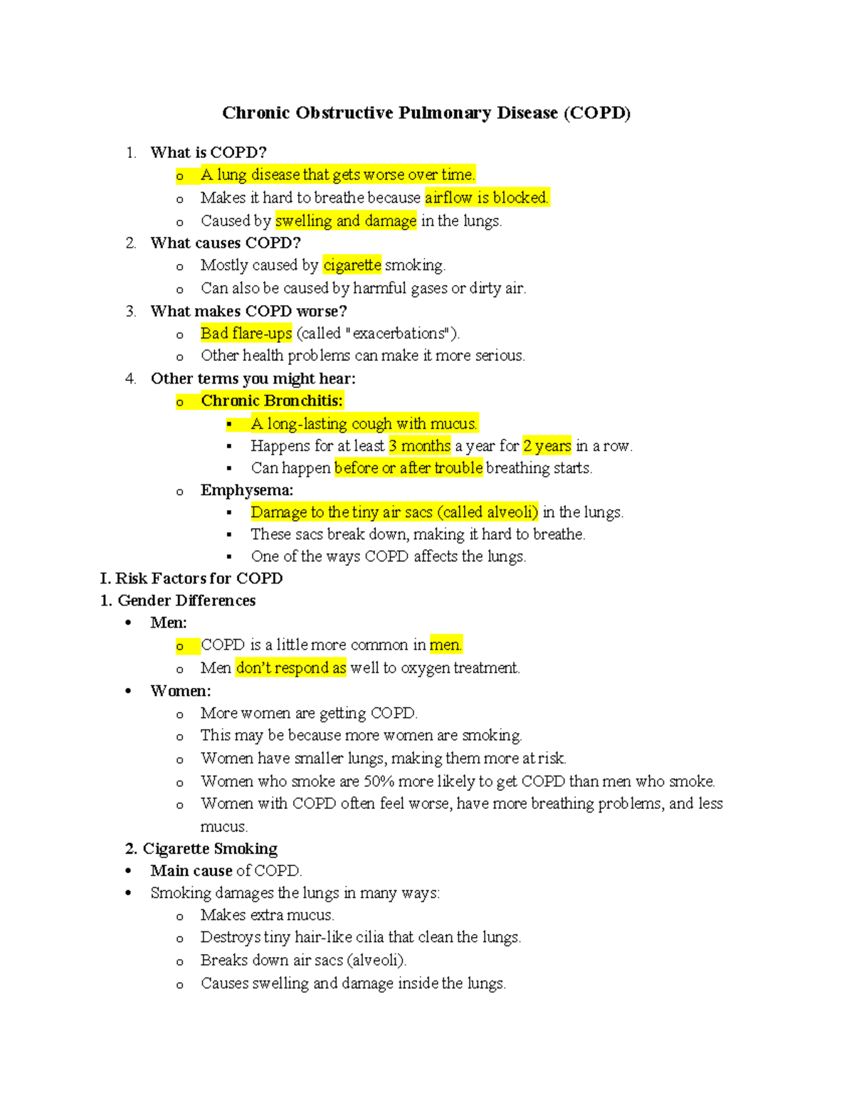 Chapter 31 Notes: Understanding Chronic Obstructive Pulmonary Disease ...
