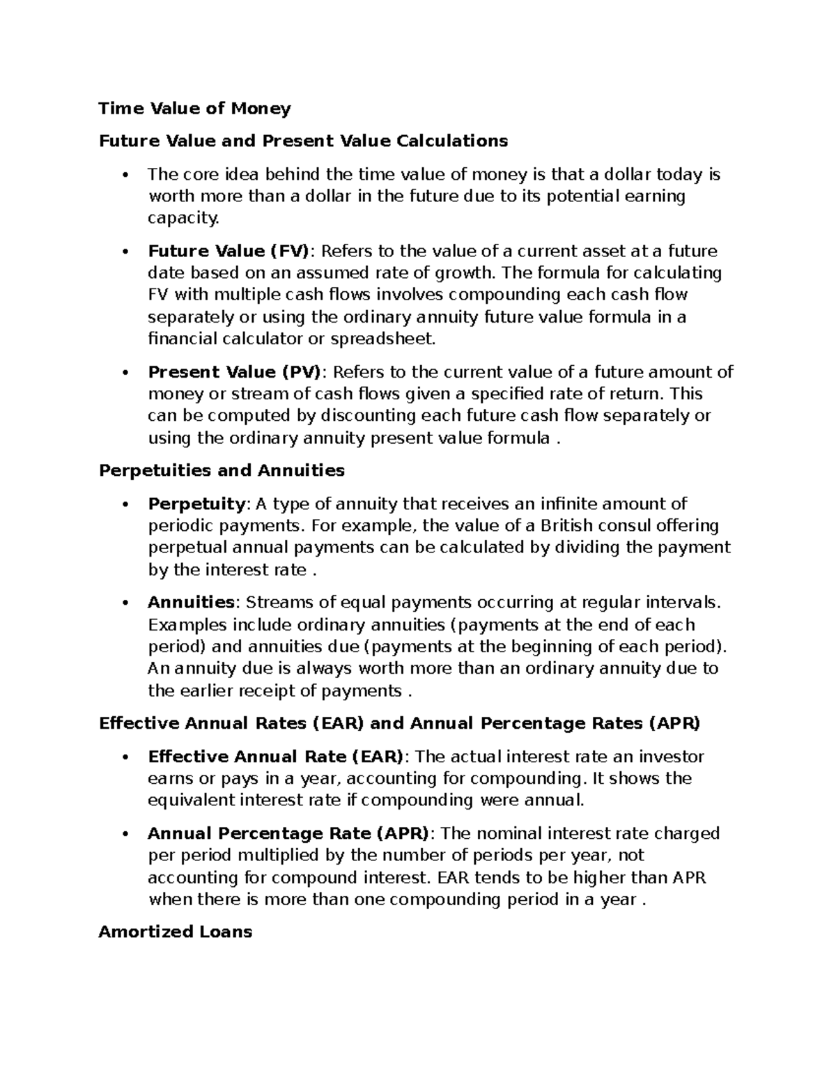 Time Value of Money and Valuation Principles (FIN-101) - Time Value of ...