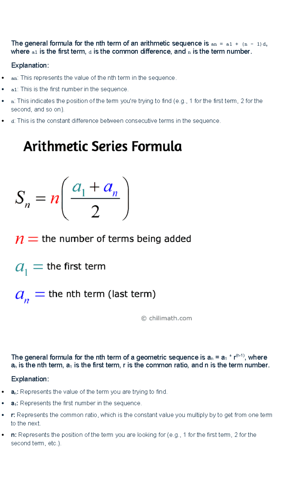 Math 101: Series and Sequence - Sample Problem Explanation - Studocu