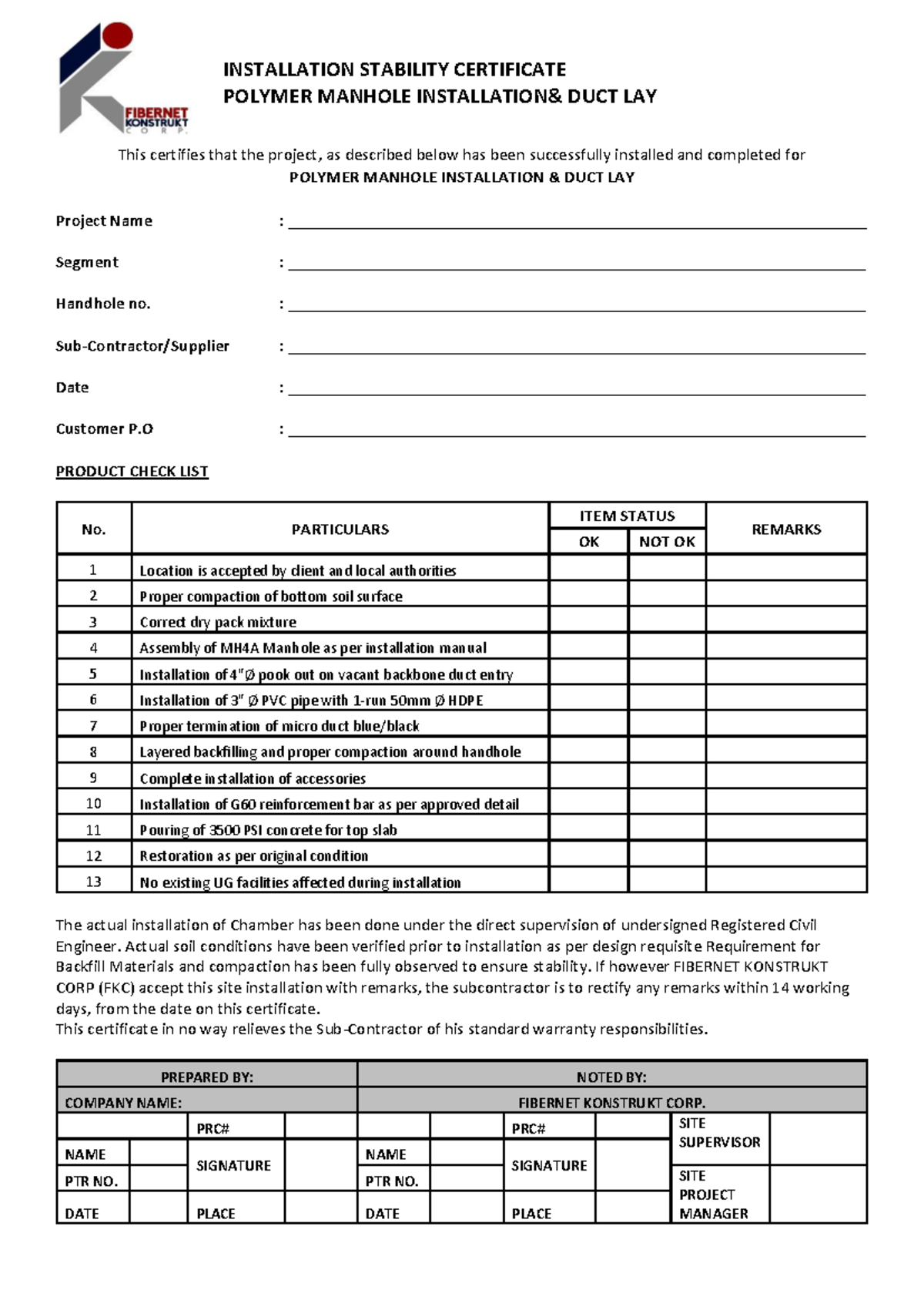 7. Checklist for HH SB HDD Riser Pole FH OT Aerial & Catenary ...