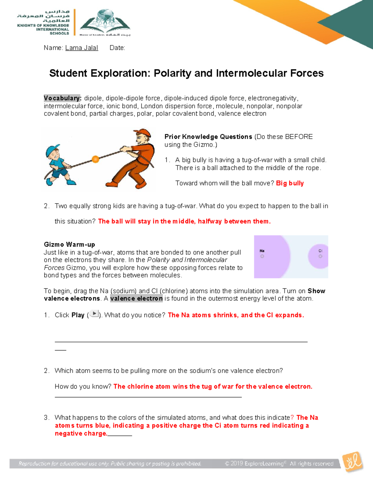 Polarity and Intermolecular Forces Study Guide (Course Code: 498219202 ...