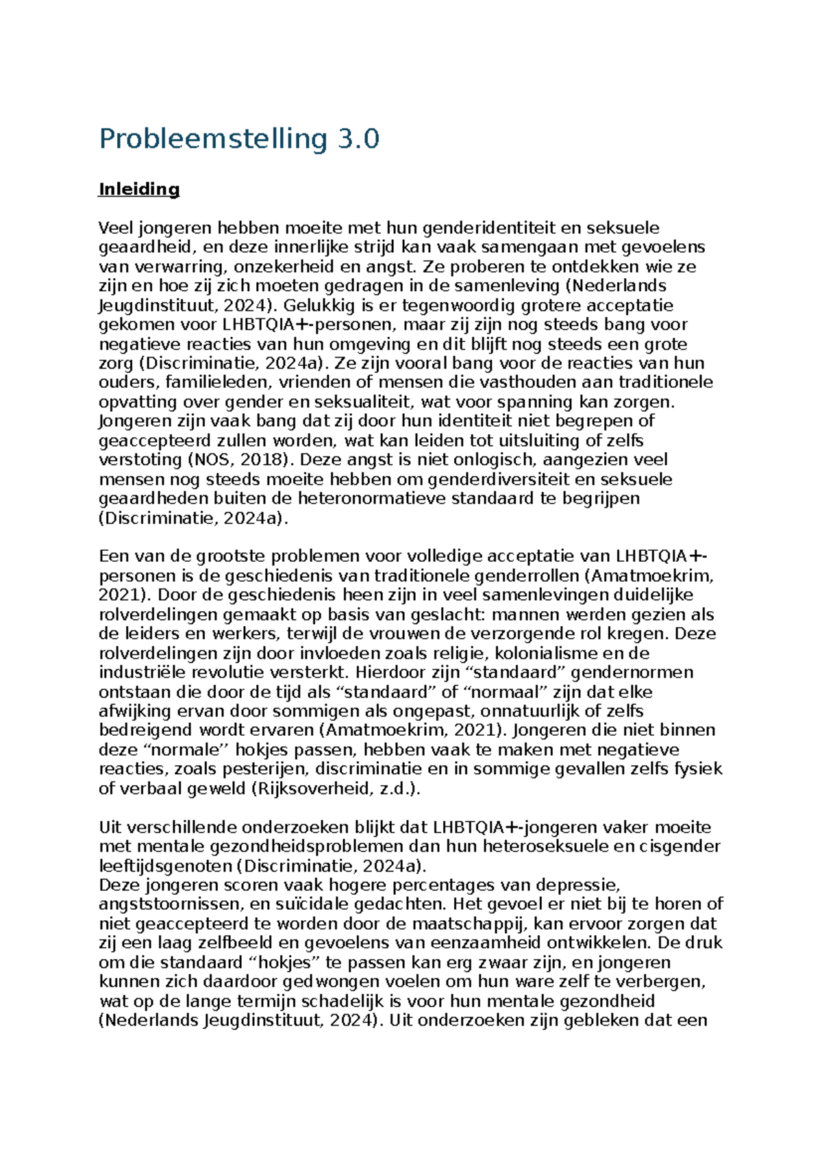 Probleemstelling Inleiding 3: Acceptatie van LHBTQIA+ Jongeren ...