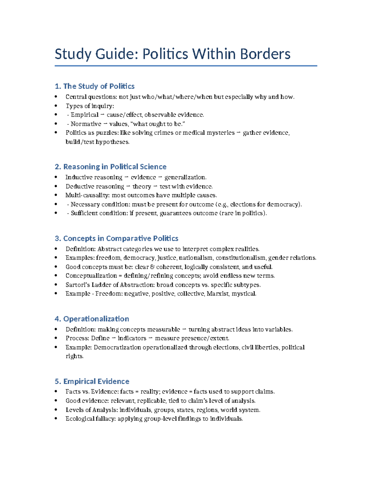 Politics Study Guide: Understanding Political Science Concepts - Studocu