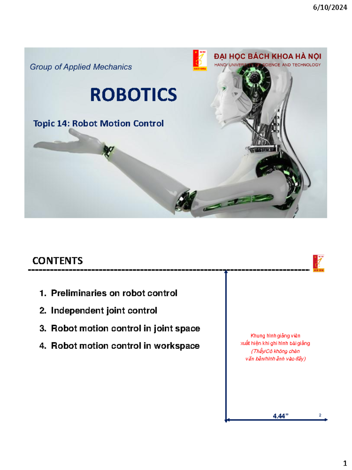ME3209 Topic 14 Robot Motion Control-Independent Joint Control ...