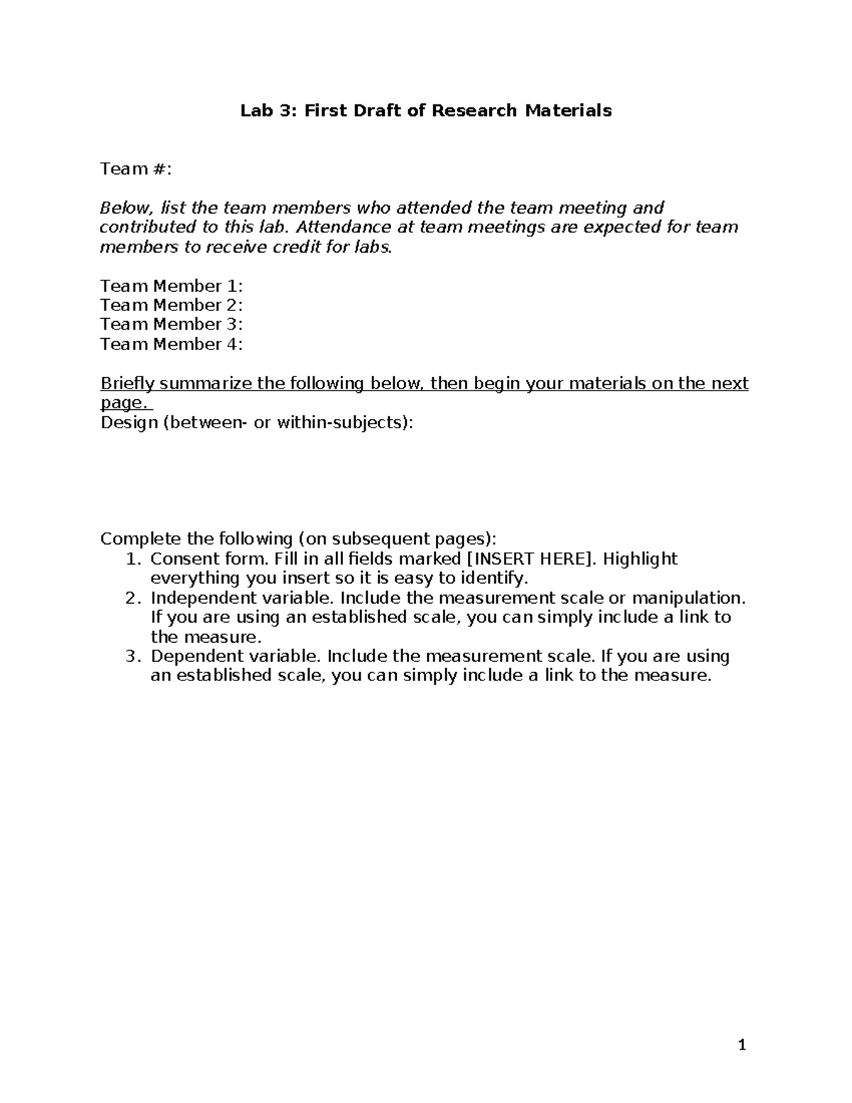 Lab 3 First draft project materials - Lab 3: First Draft of Research ...