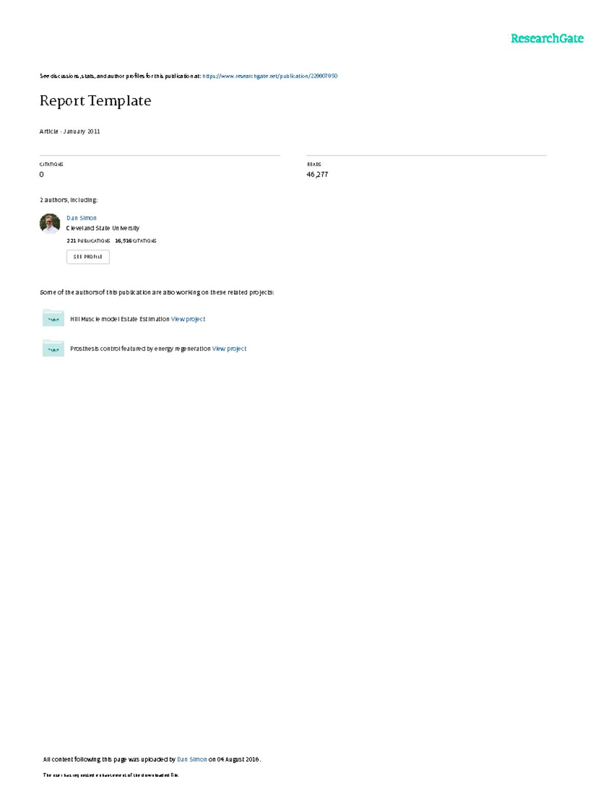 Report Template - See discussions, stats, and author profiles for this ...