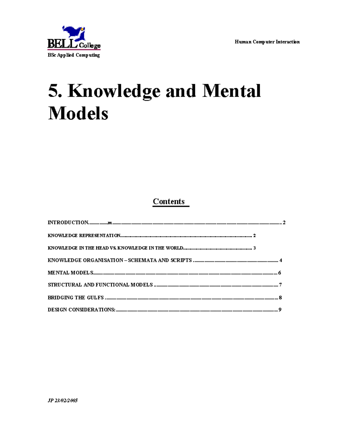 HCI 5: Knowledge and Mental Models Overview Notes - Studocu