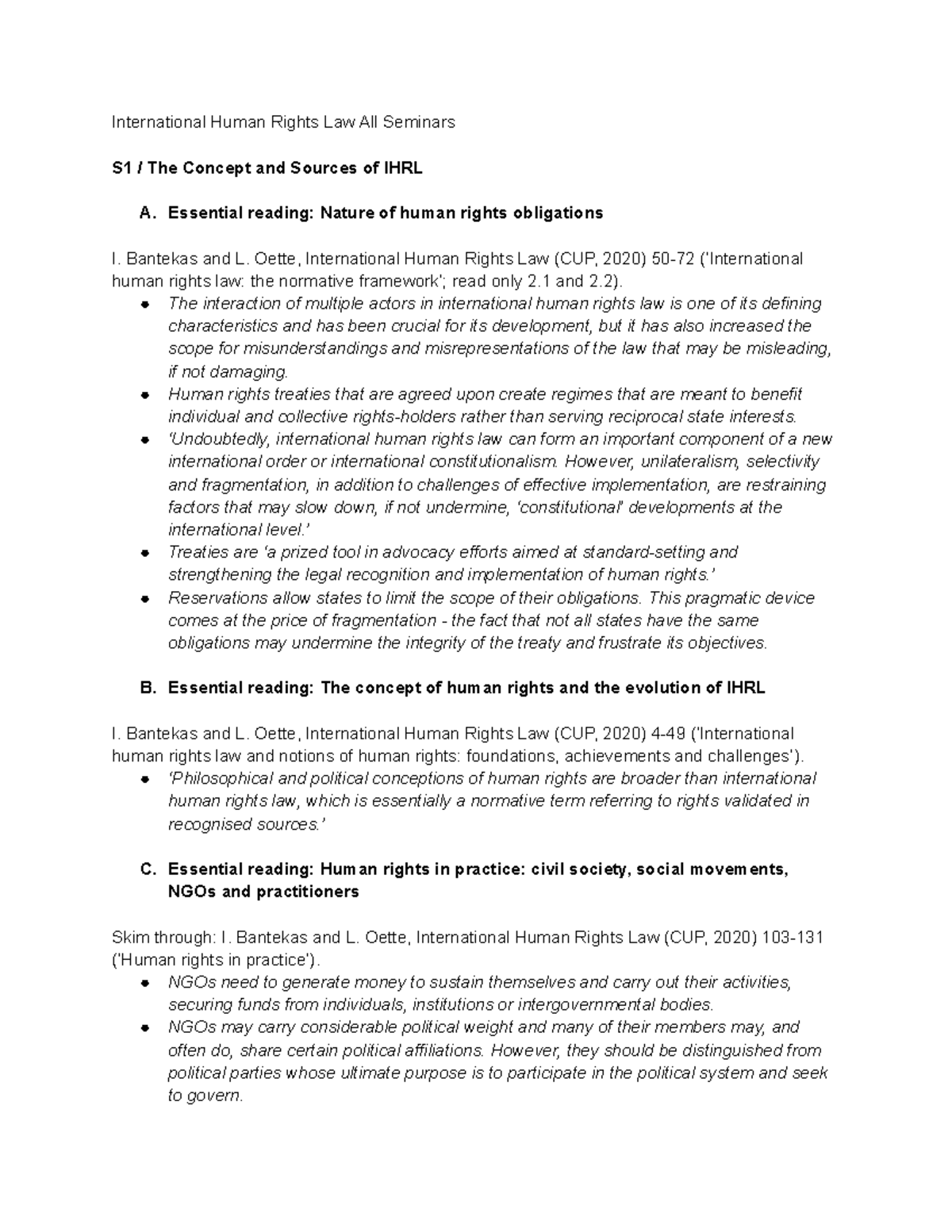 International Human Rights Law Seminars: Insights from Sessions 1-5 ...
