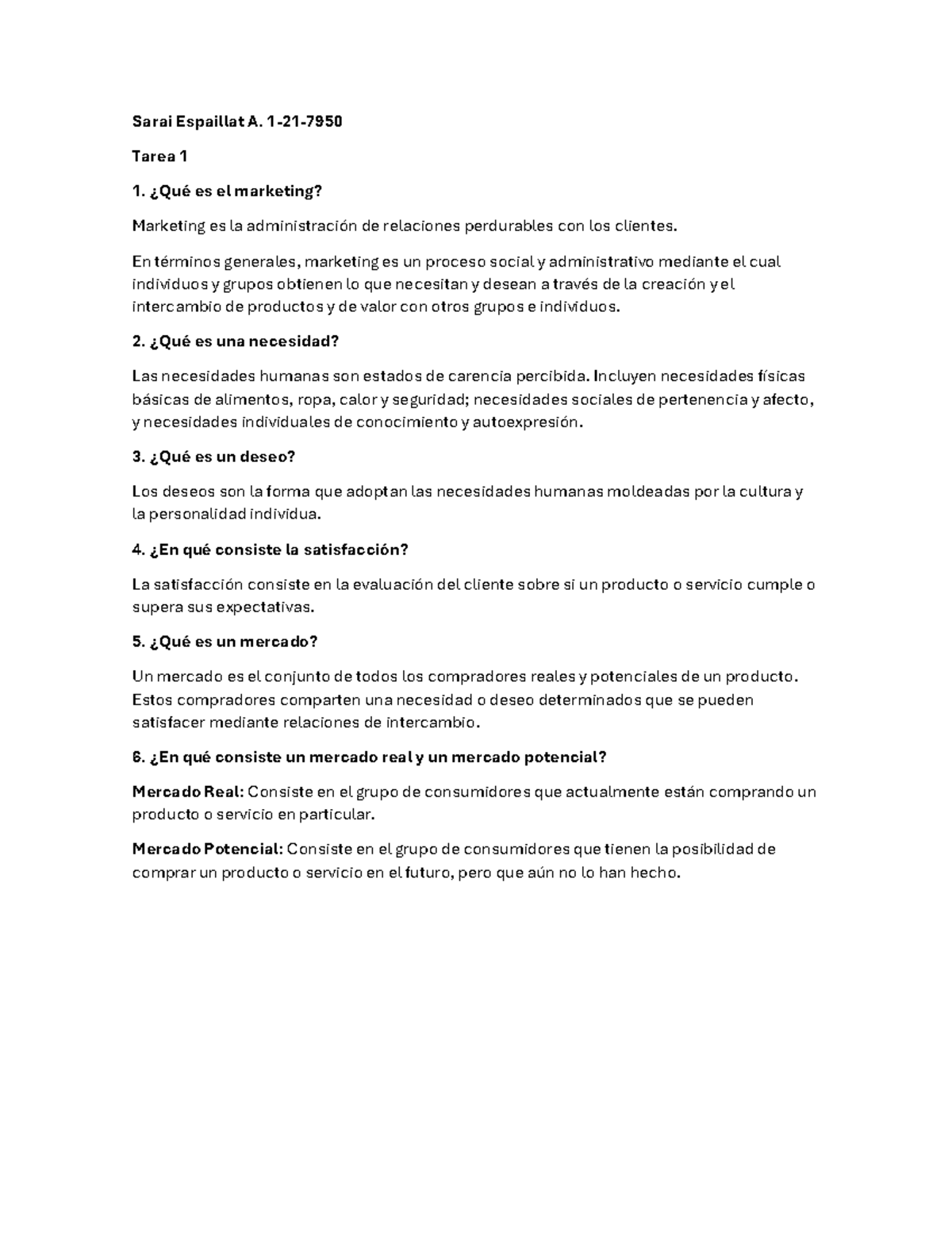 Tarea 1: Introducción al Marketing y Conceptos Clave - MER 101 - Studocu