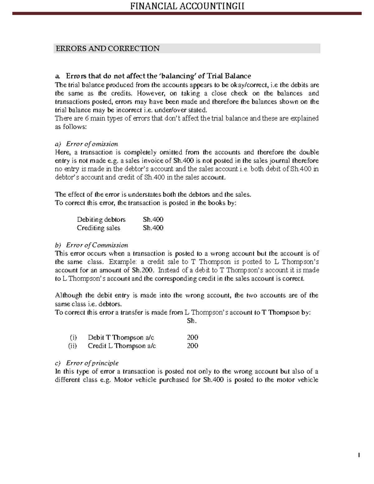 Errors in Accounting: Detailed Analysis and Corrections - FA 1 - Studocu