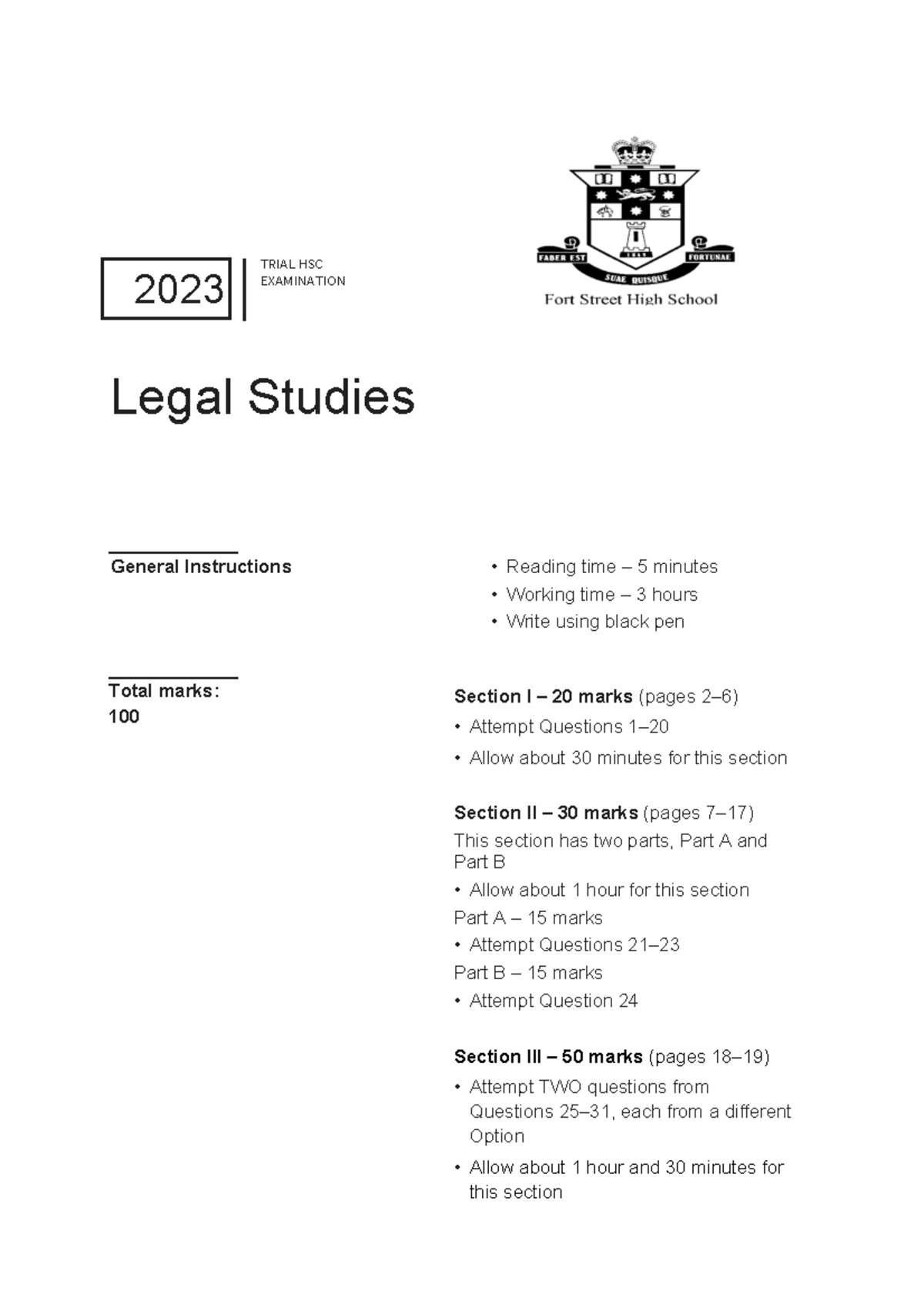 2023 HSC Legal Studies Trial Exam & Solutions - Studocu