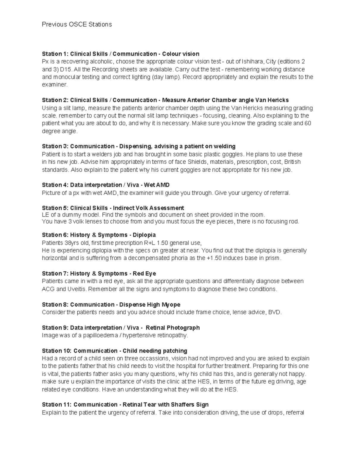 OSCE RED EYE - summary notes on differential diagnoses for patient ...