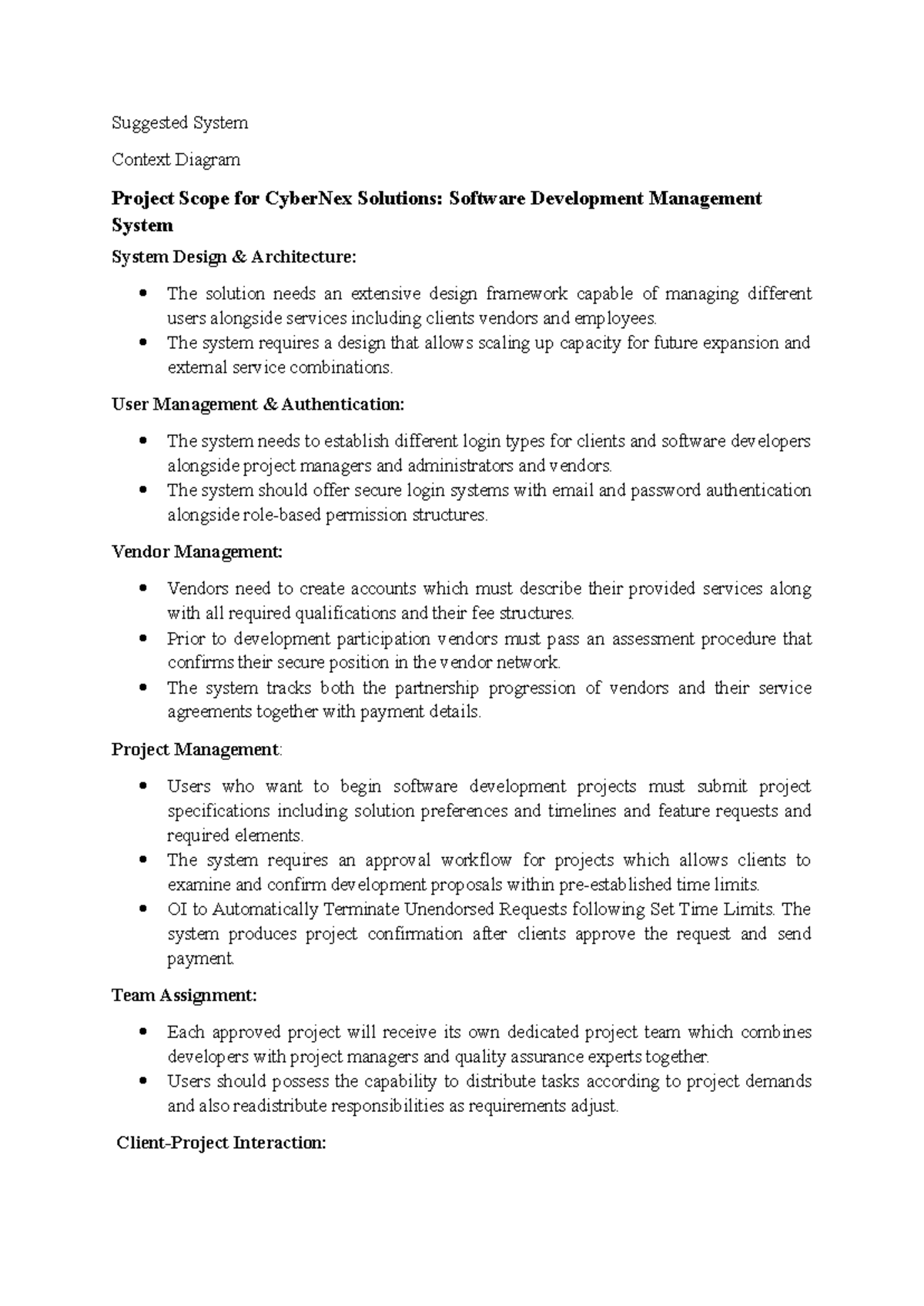 Project Scope and System Design for CyberNex Solutions (NP06970) - Studocu