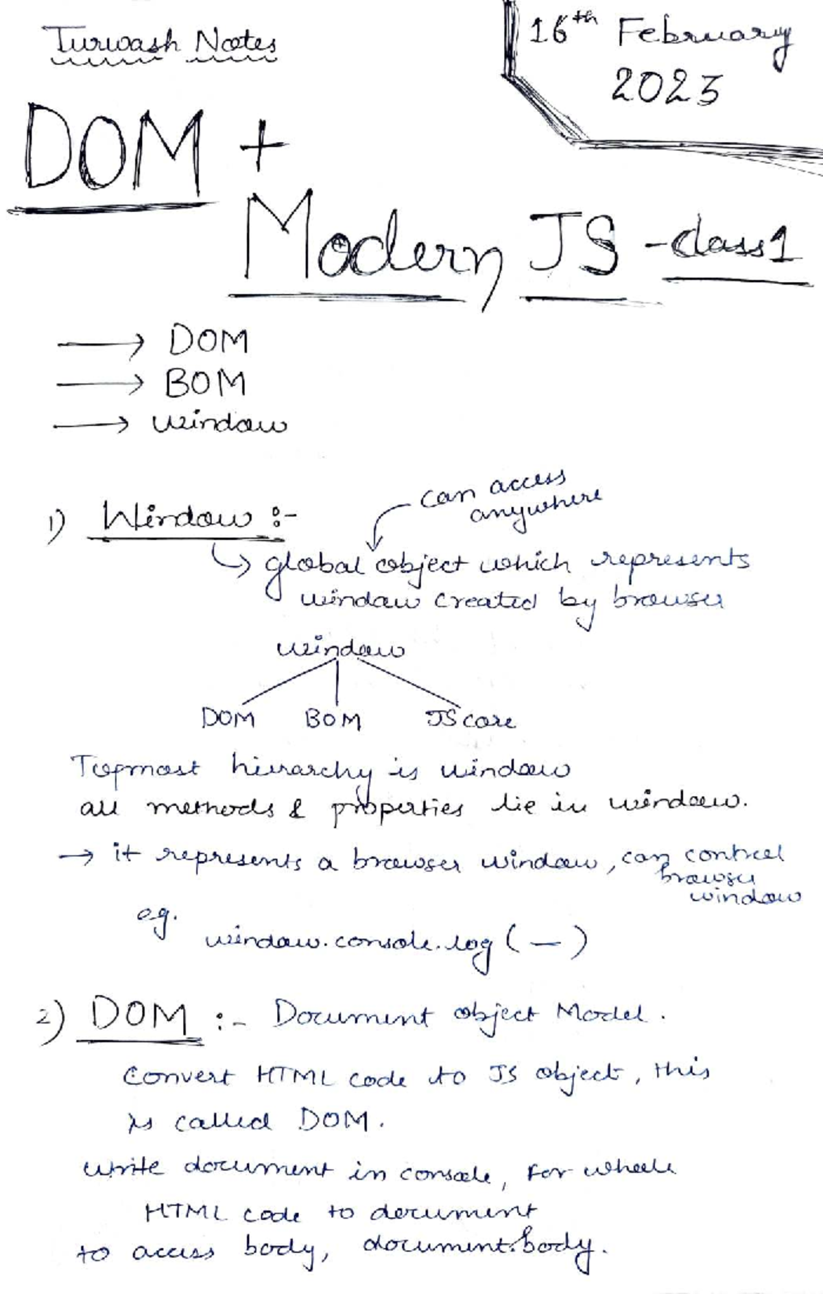 DOM Notes - 16 Feb 2023 - HTML & JS Concepts for Web Development - Studocu