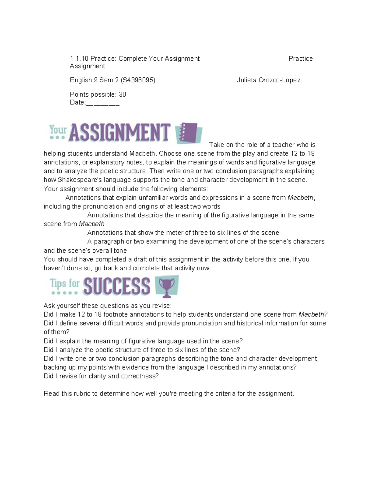 22f34ac4e0a9cc42b03508 f3a949dd29 - 1.1 Practice: Complete Your ...