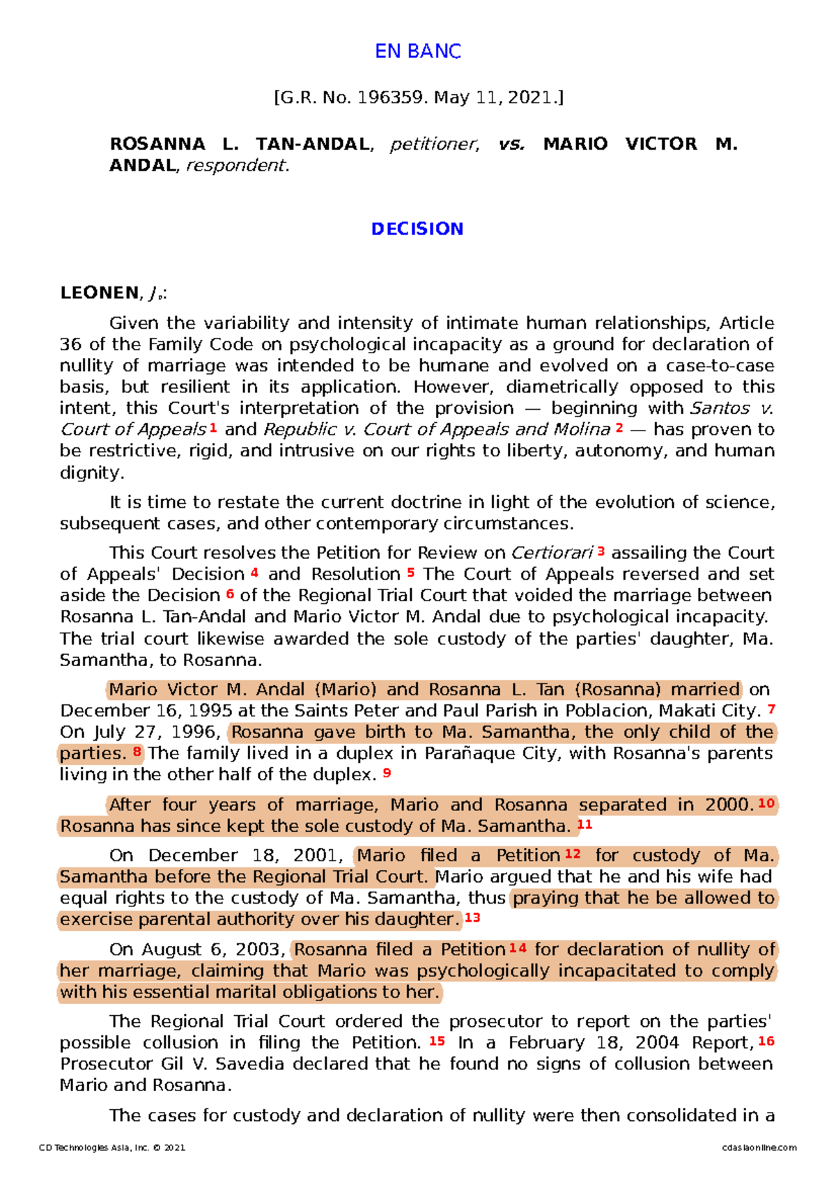 314824-2021-Tan-Andal v. Andal: Psychological Incapacity Case Analysis ...