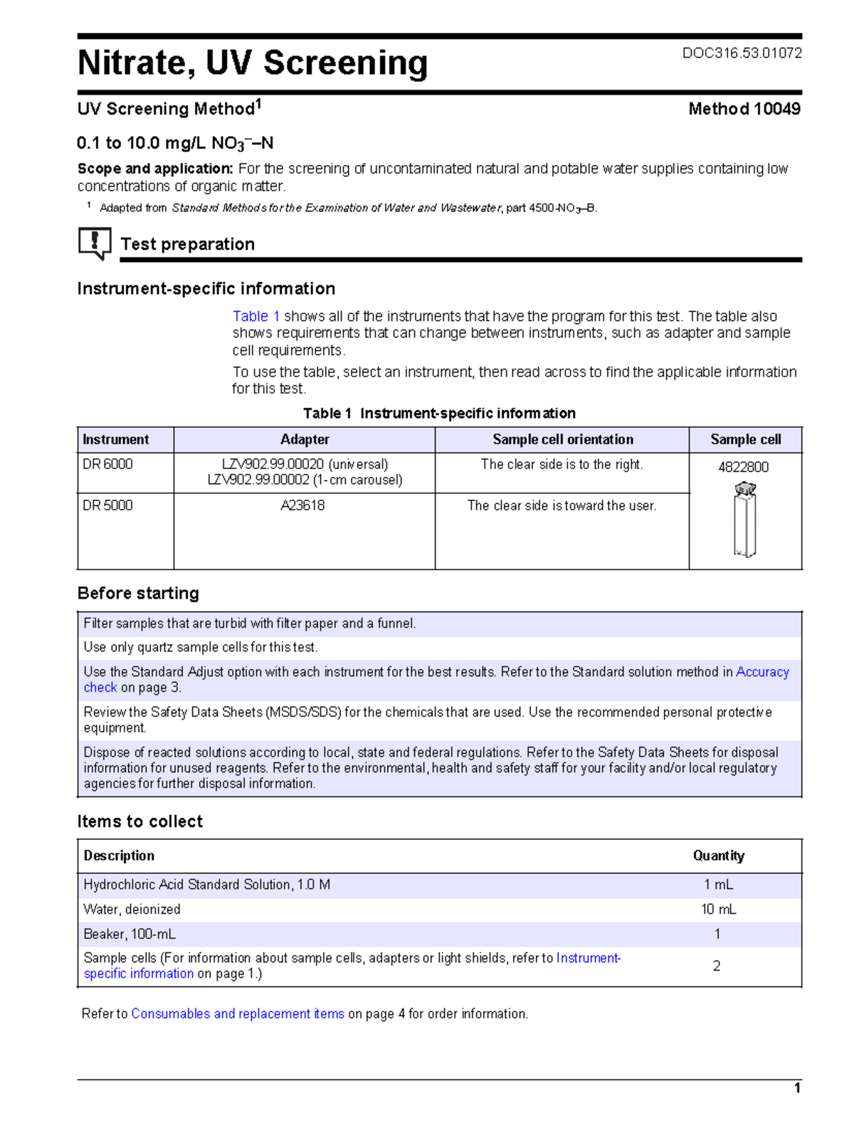 Nitrate UV Screening Method (DOC316.53.01072) - Test Procedure and ...