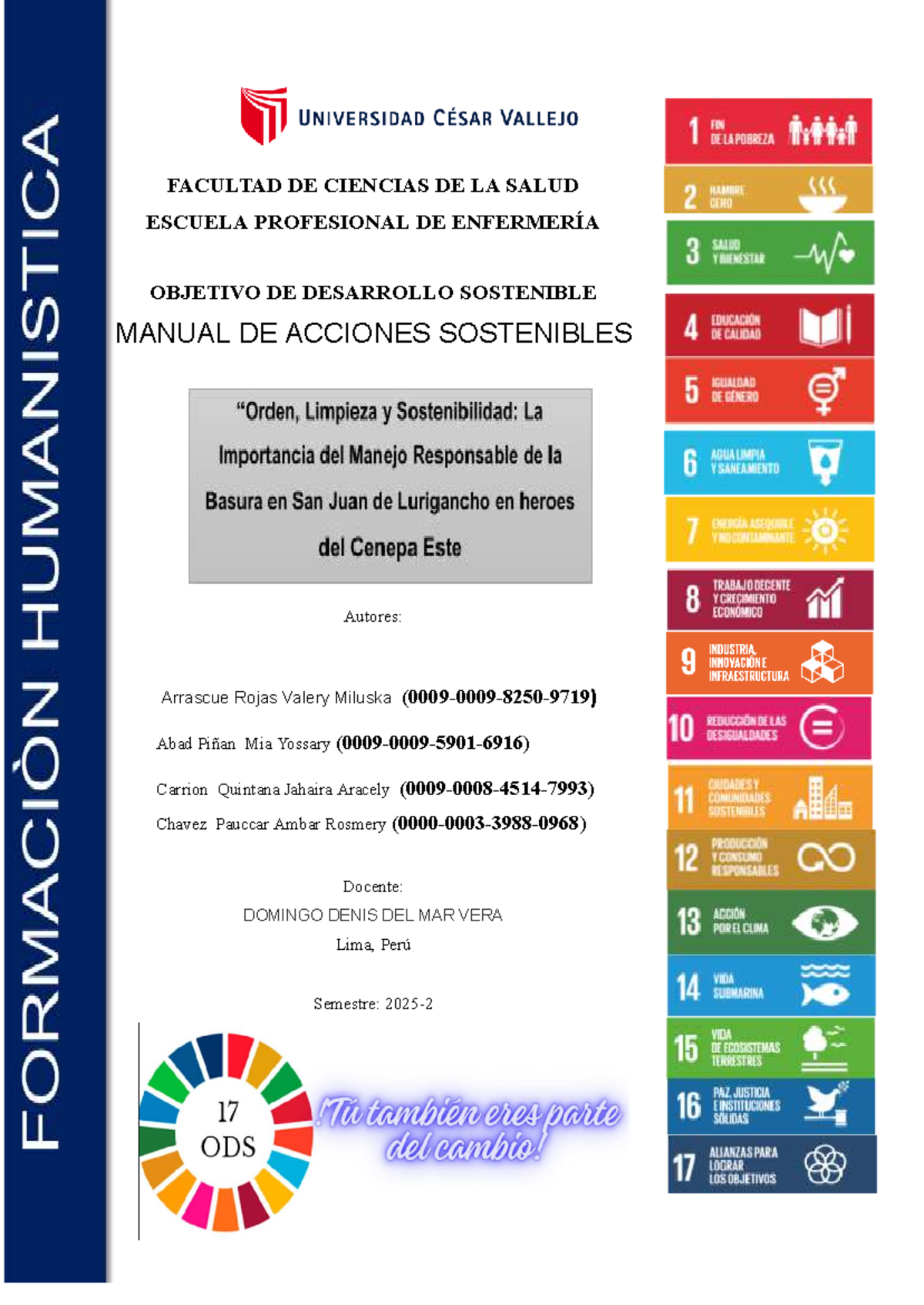 Manual de Acciones Sostenibles ODS - Facultad de Ciencias de la Salud ...
