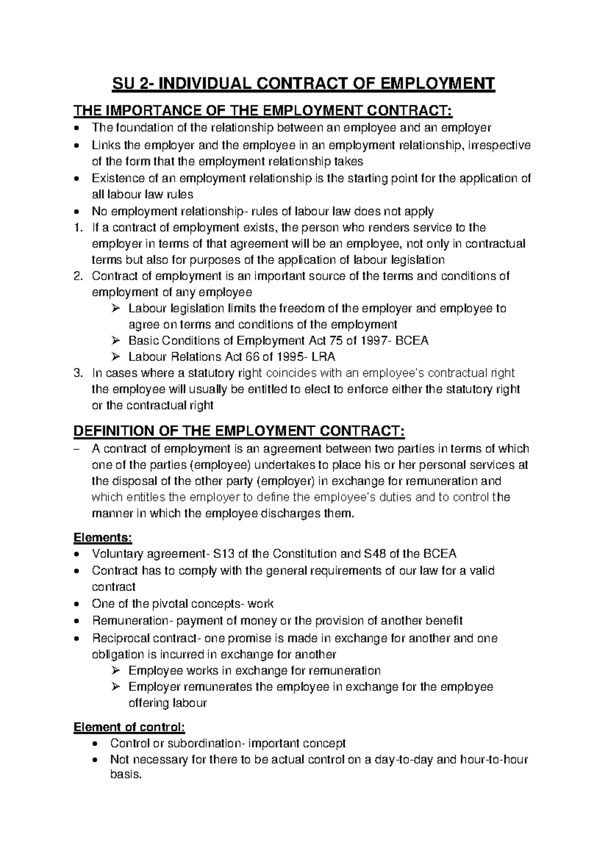 IURI 222 Final Exam: Understanding Employment Contracts and Dismissals ...