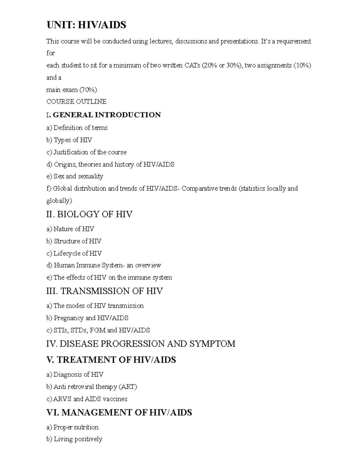 UNIT - HIV/AIDS: Comprehensive Lecture Notes for Computer Science 101 ...