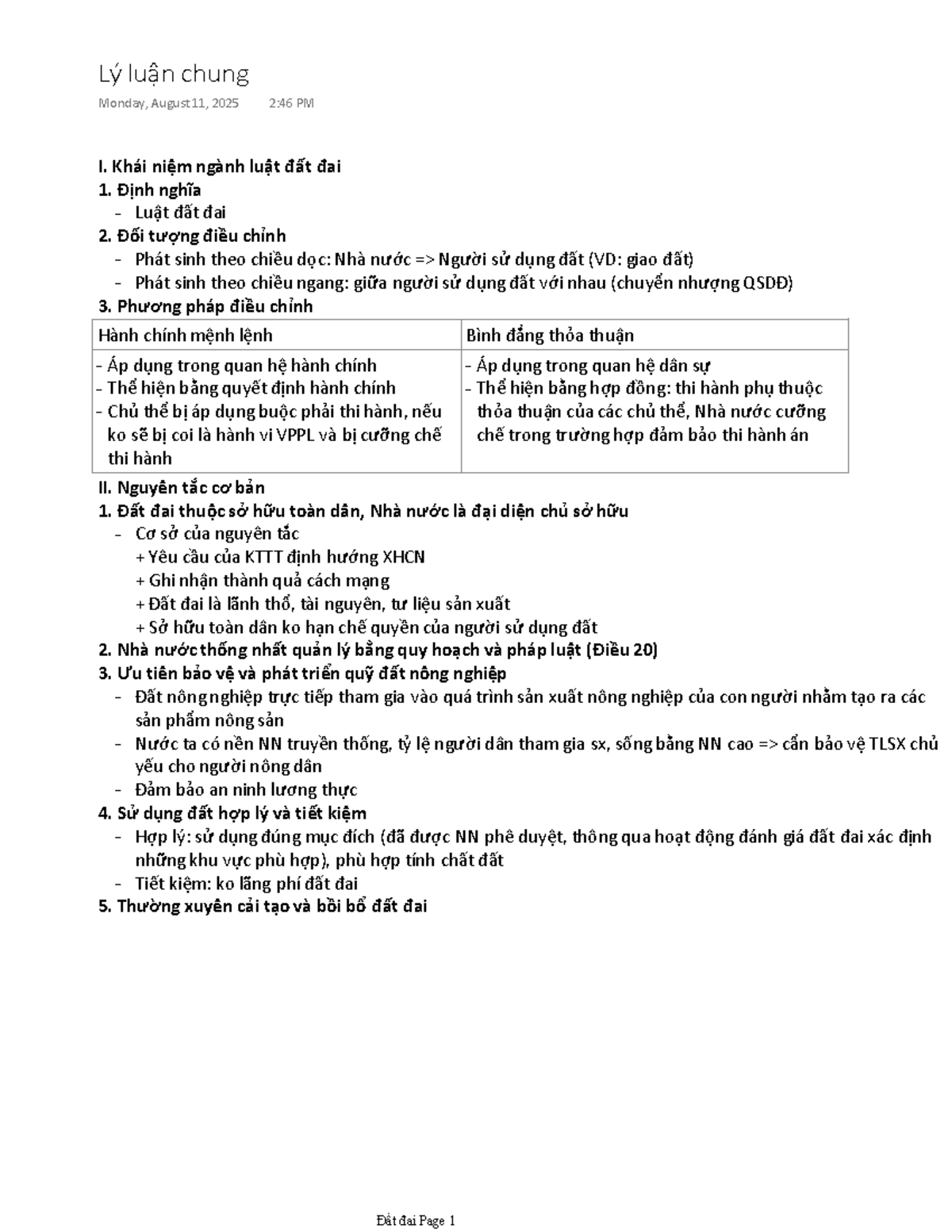 Lý luận chung về Luật Đất Đai - Seminar Notes - Studocu